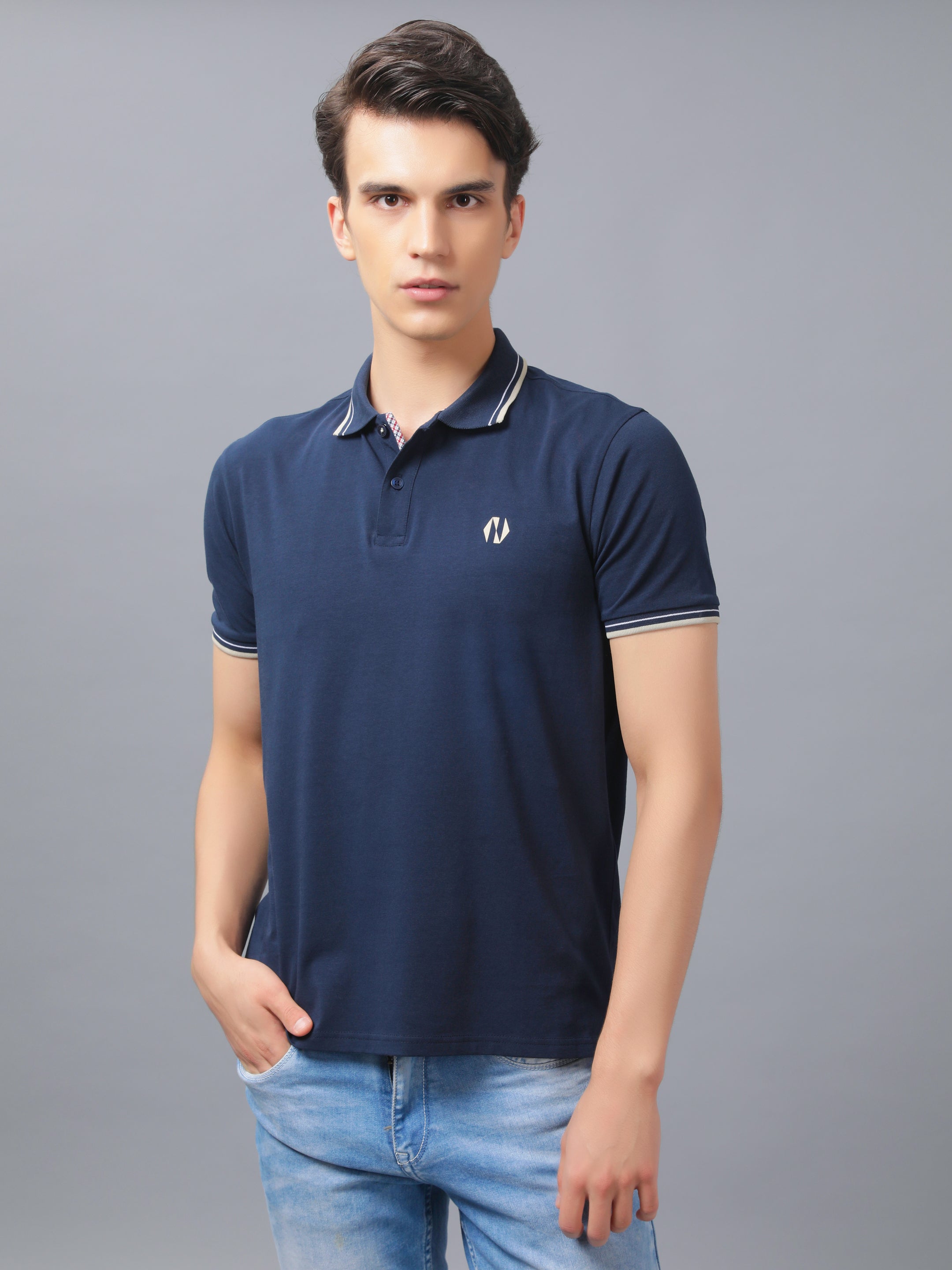 Nimble PURPLE Label Cotton Stretch Regular Polo T-shirt for Men