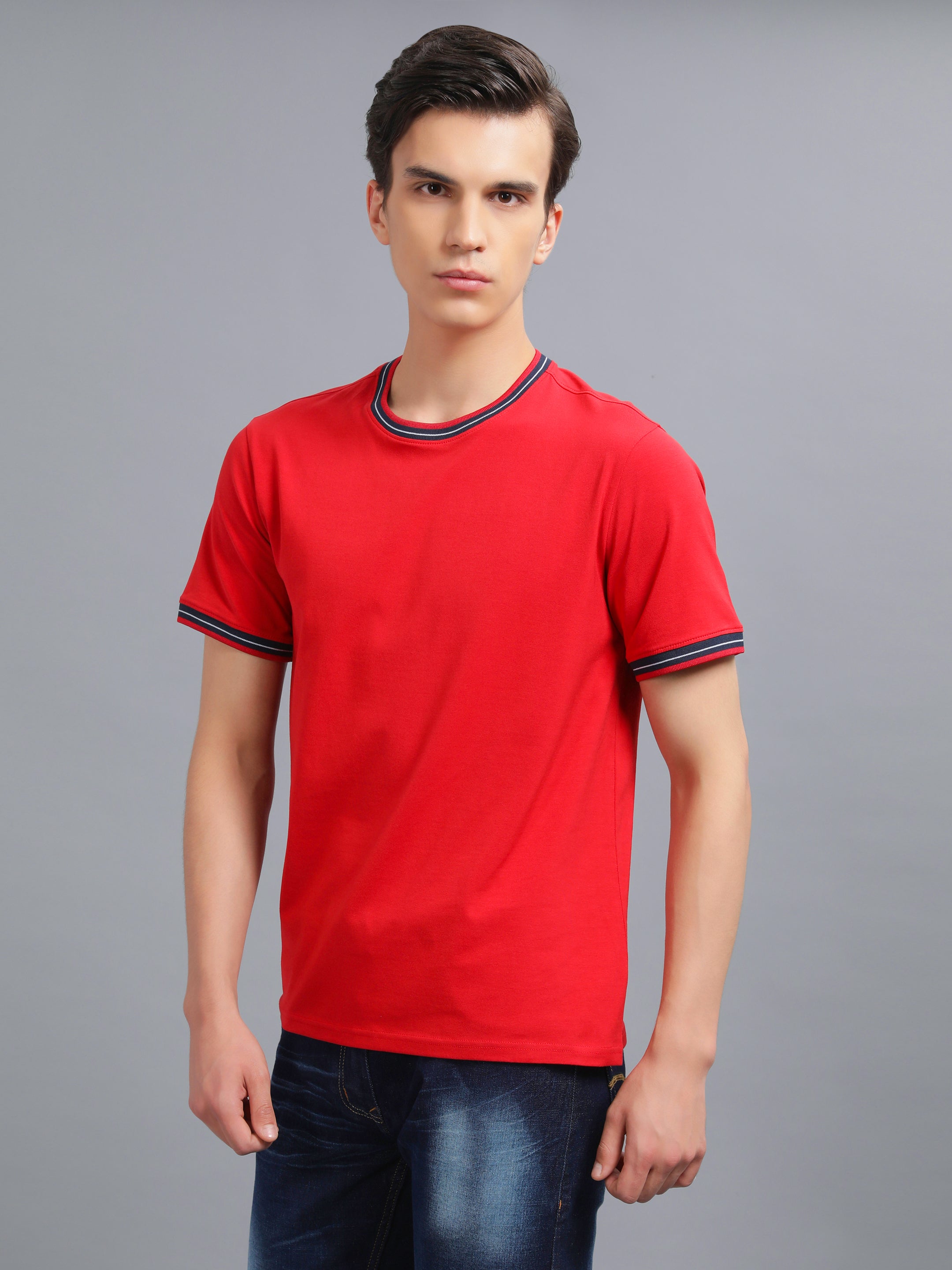 Nimble PURPLE Label Cotton Stretch Regular Round Neck T-shirt for Men