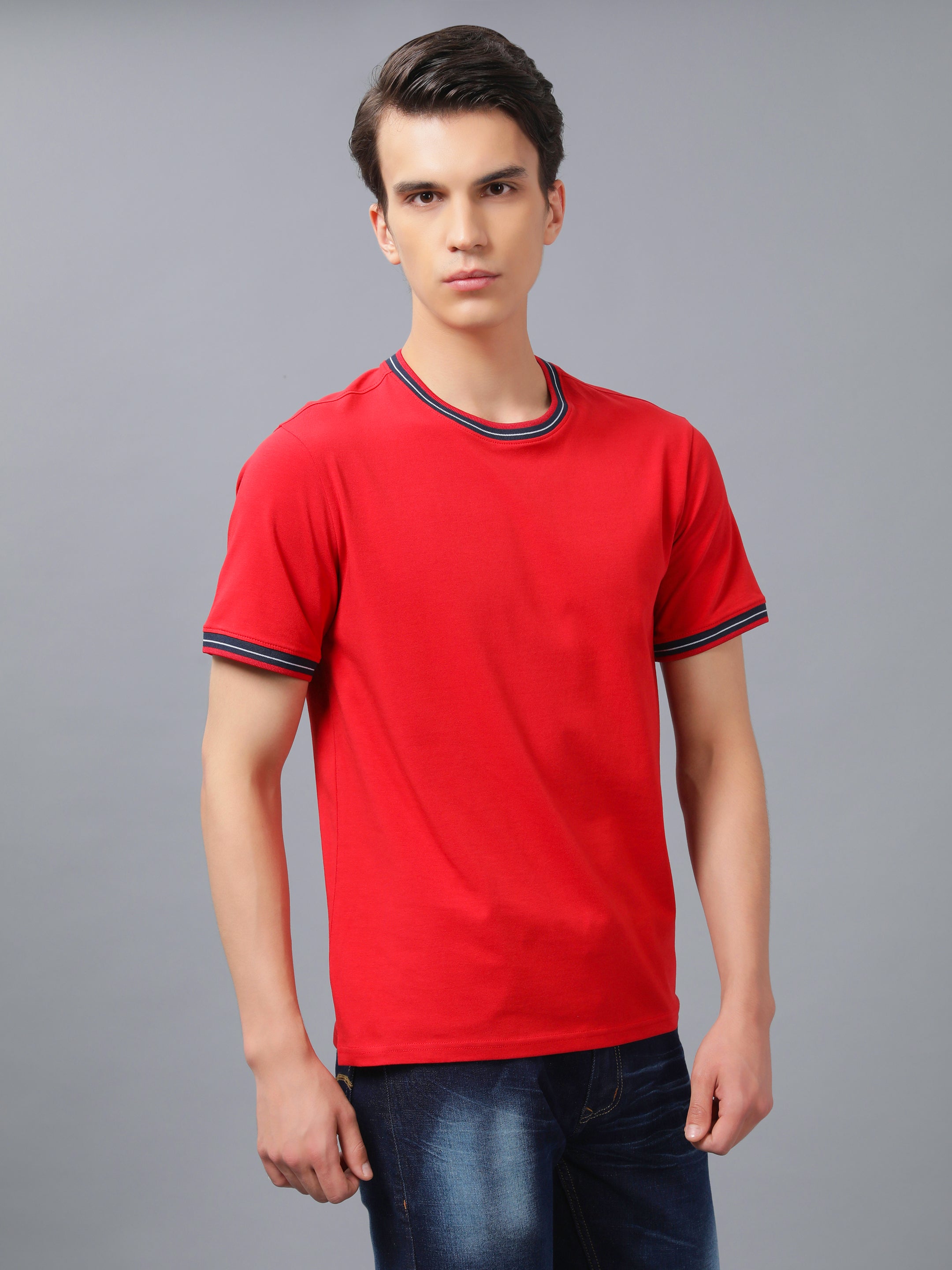 Nimble PURPLE Label Cotton Stretch Regular Round Neck T-shirt for Men