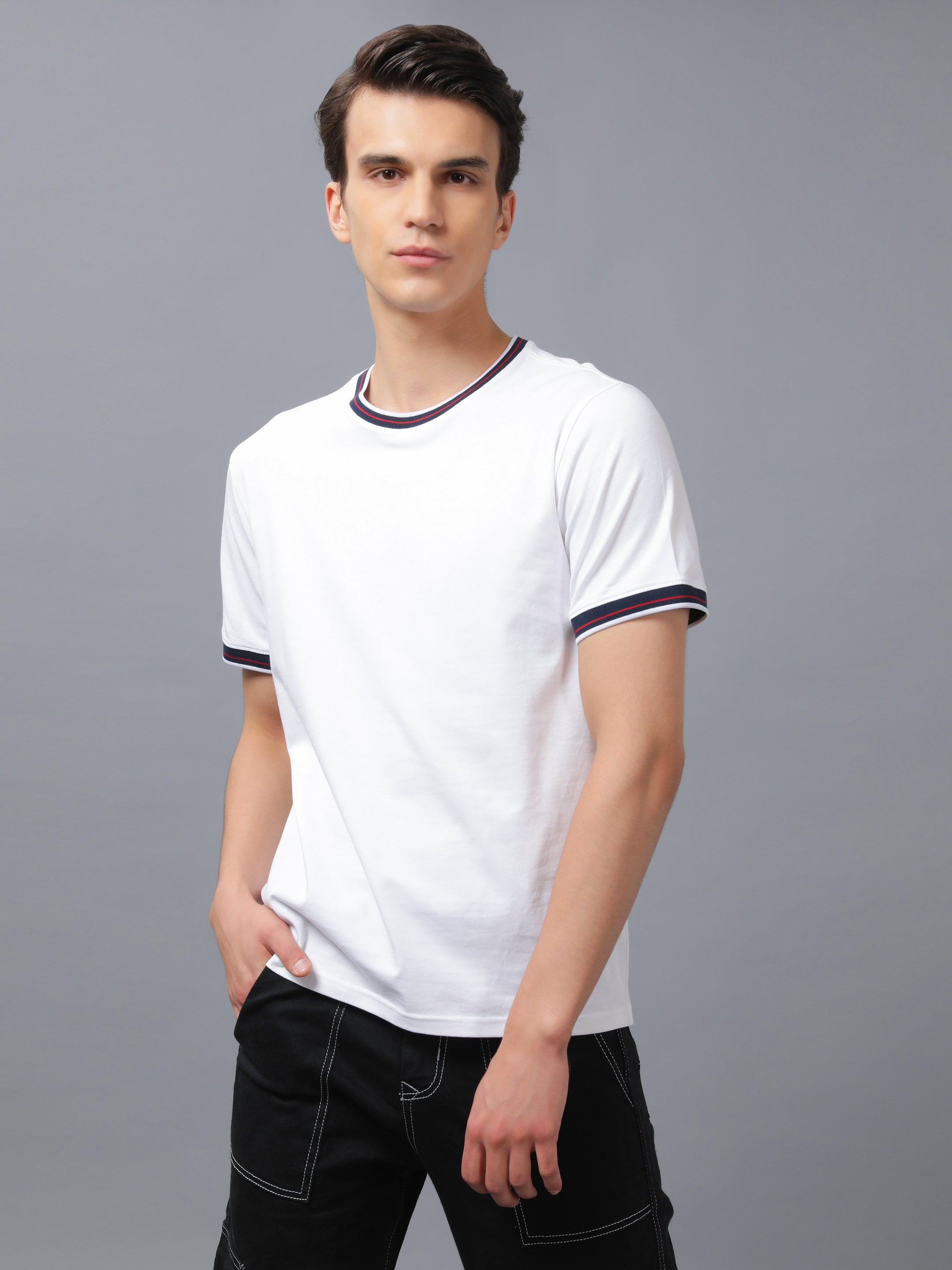 Nimble PURPLE Label Cotton Stretch Regular Round Neck T-shirt for Men