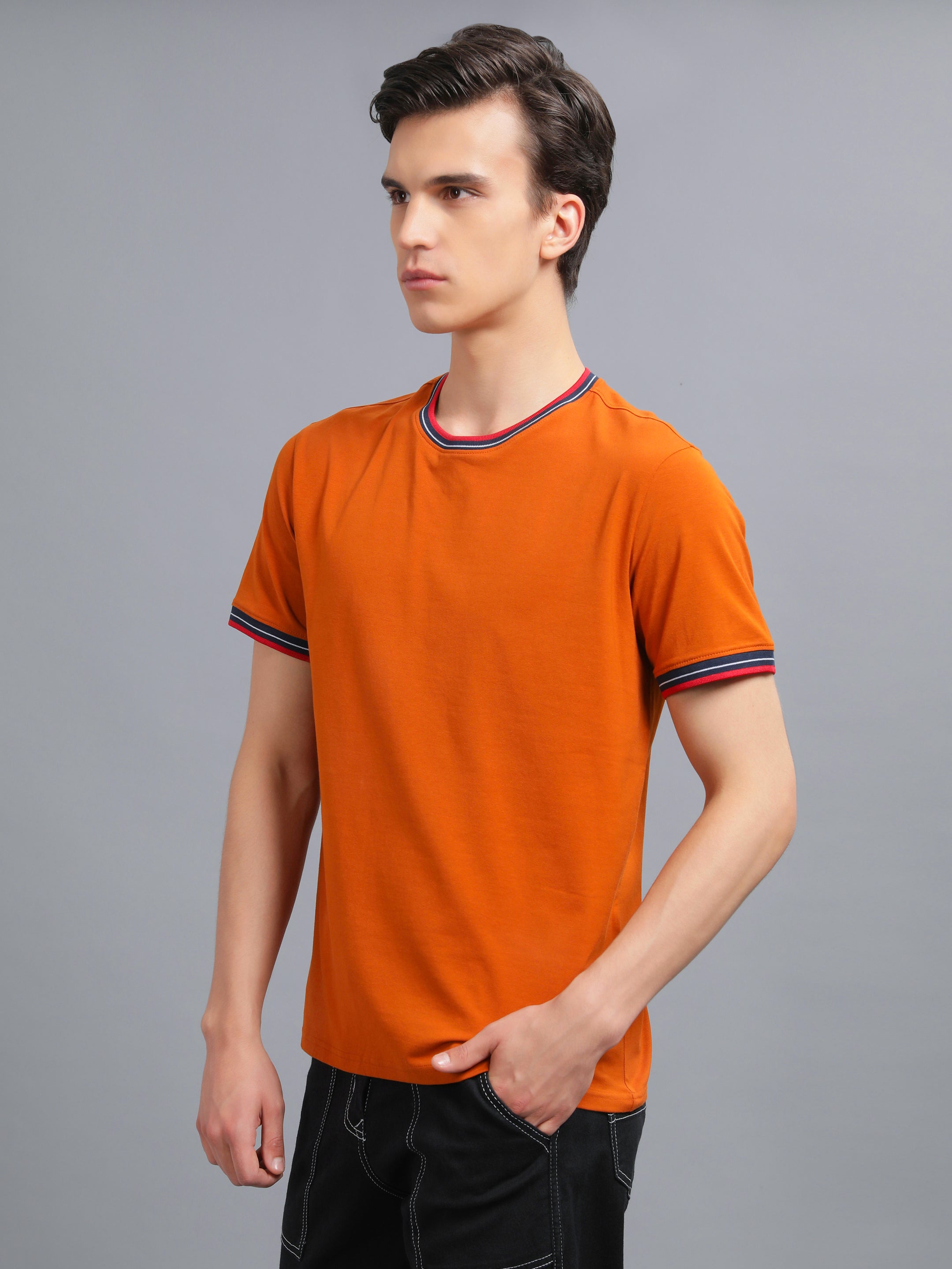 Nimble PURPLE Label Cotton Stretch Regular Round Neck T-shirt for Men