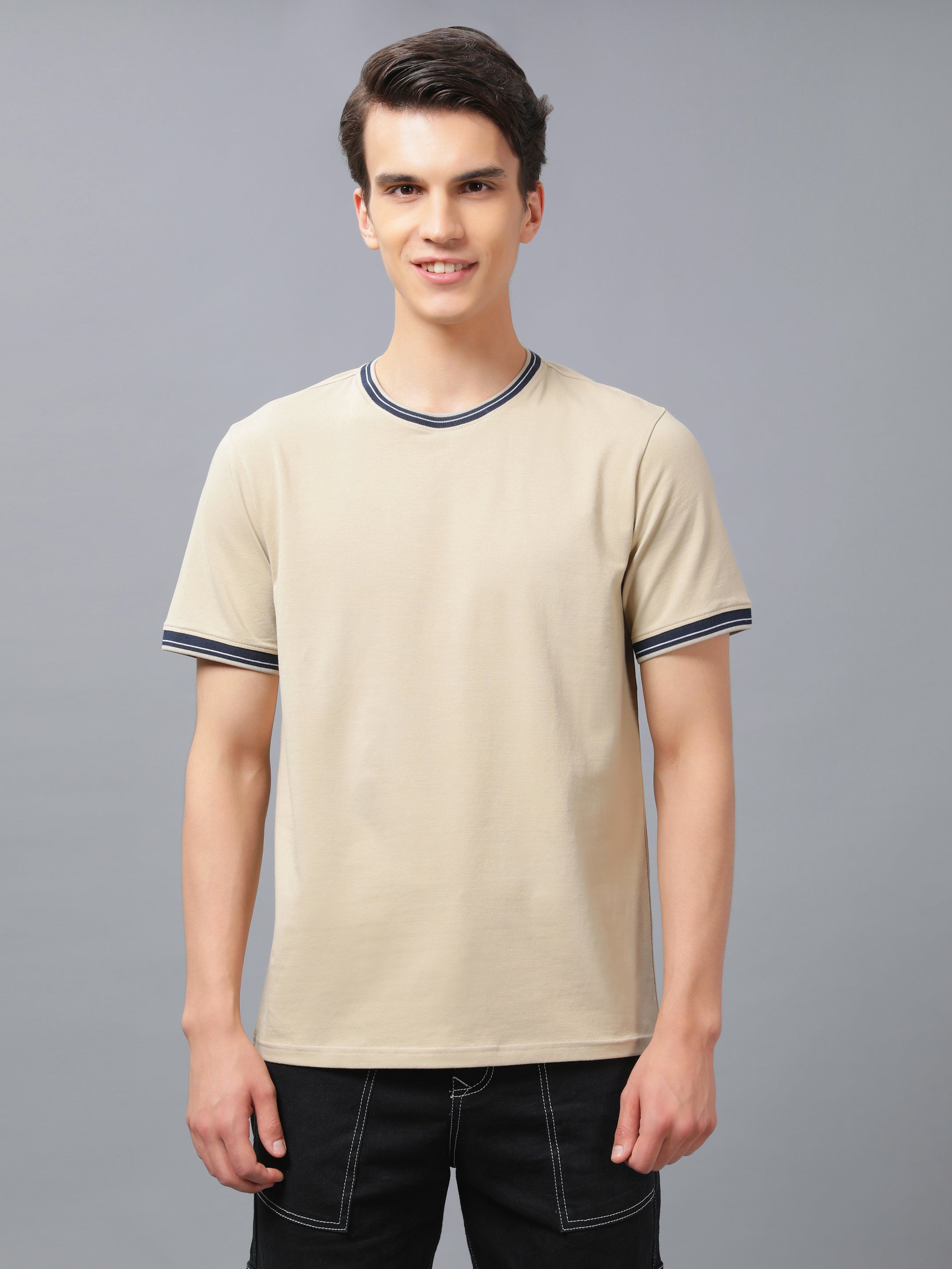 Nimble PURPLE Label Cotton Stretch Regular Round Neck T-shirt for Men