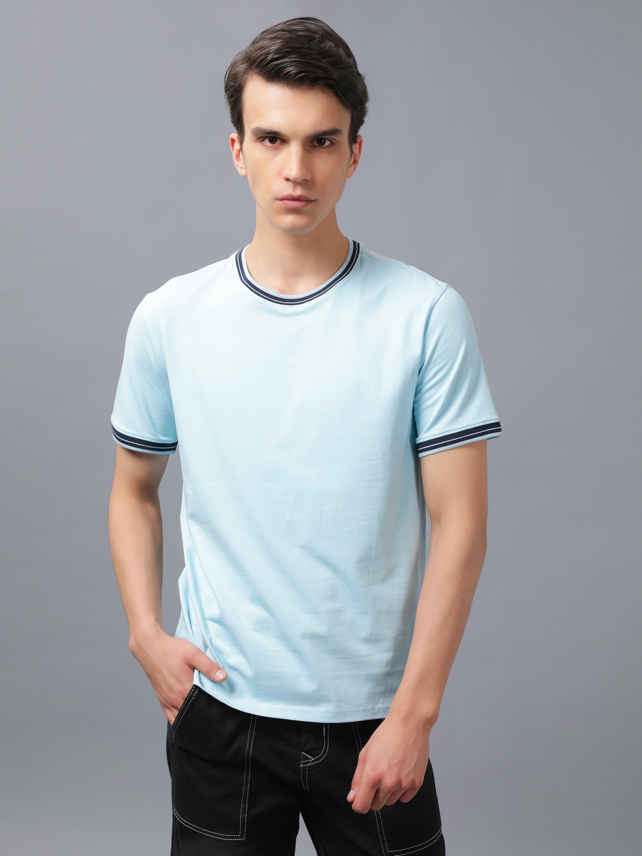 Nimble PURPLE Label Cotton Stretch Regular Round Neck T-shirt for Men