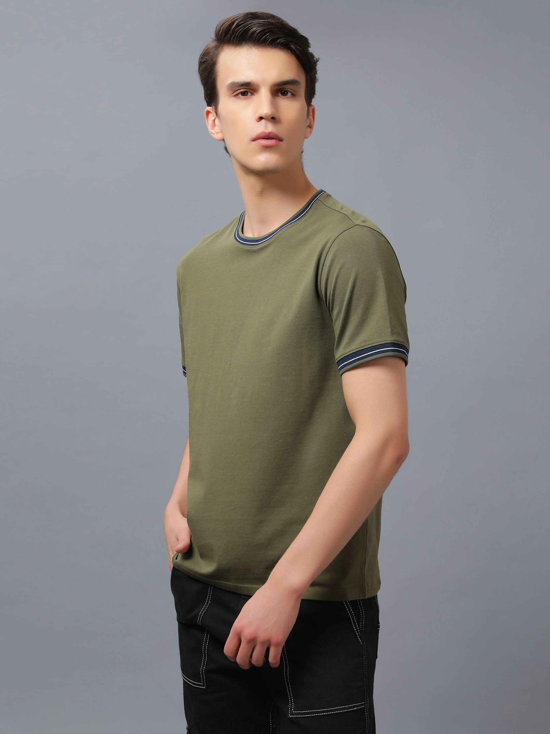 Nimble PURPLE Label Cotton Stretch Regular Round Neck T-shirt for Men