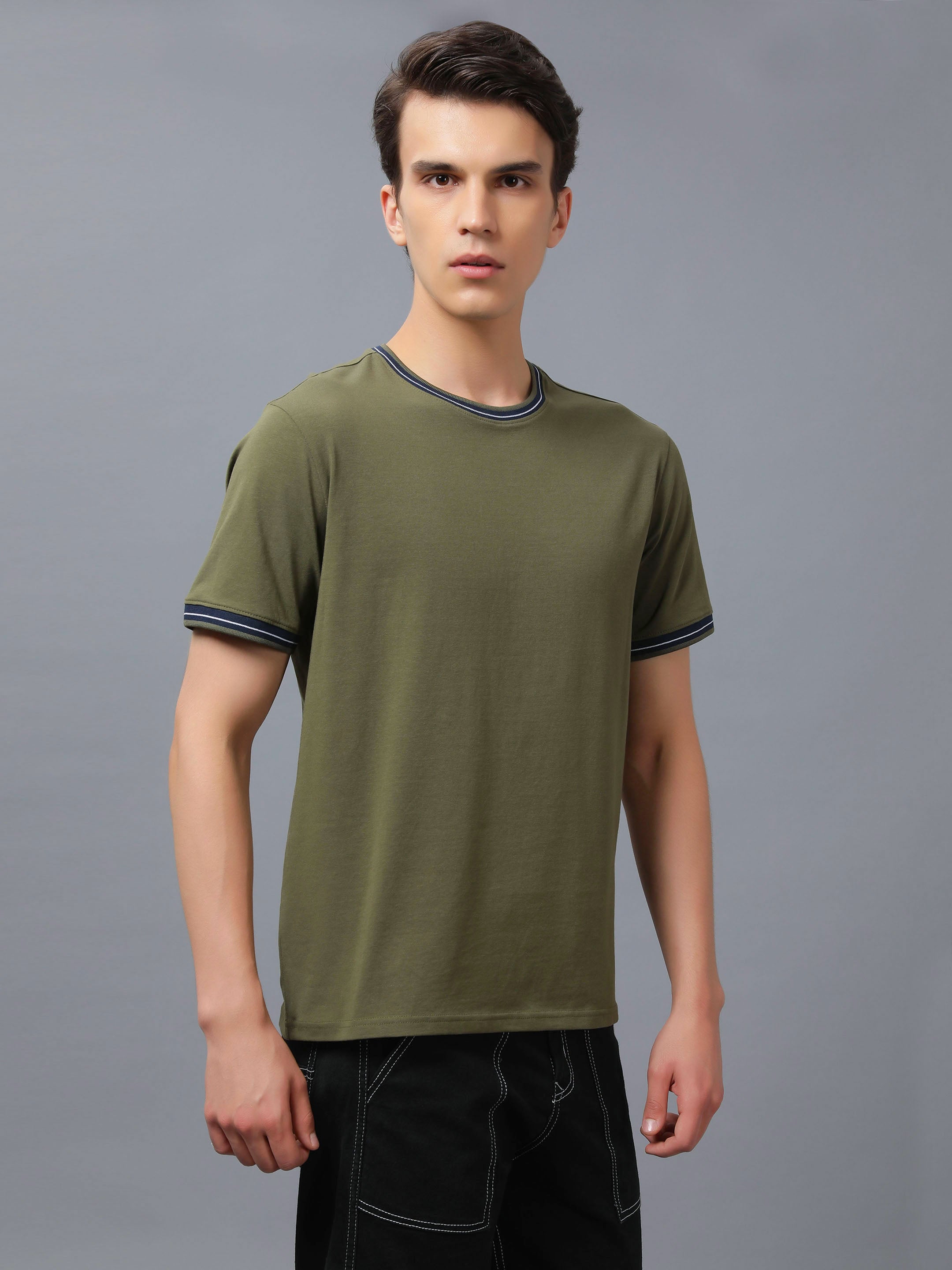 Nimble PURPLE Label Cotton Stretch Regular Round Neck T-shirt for Men