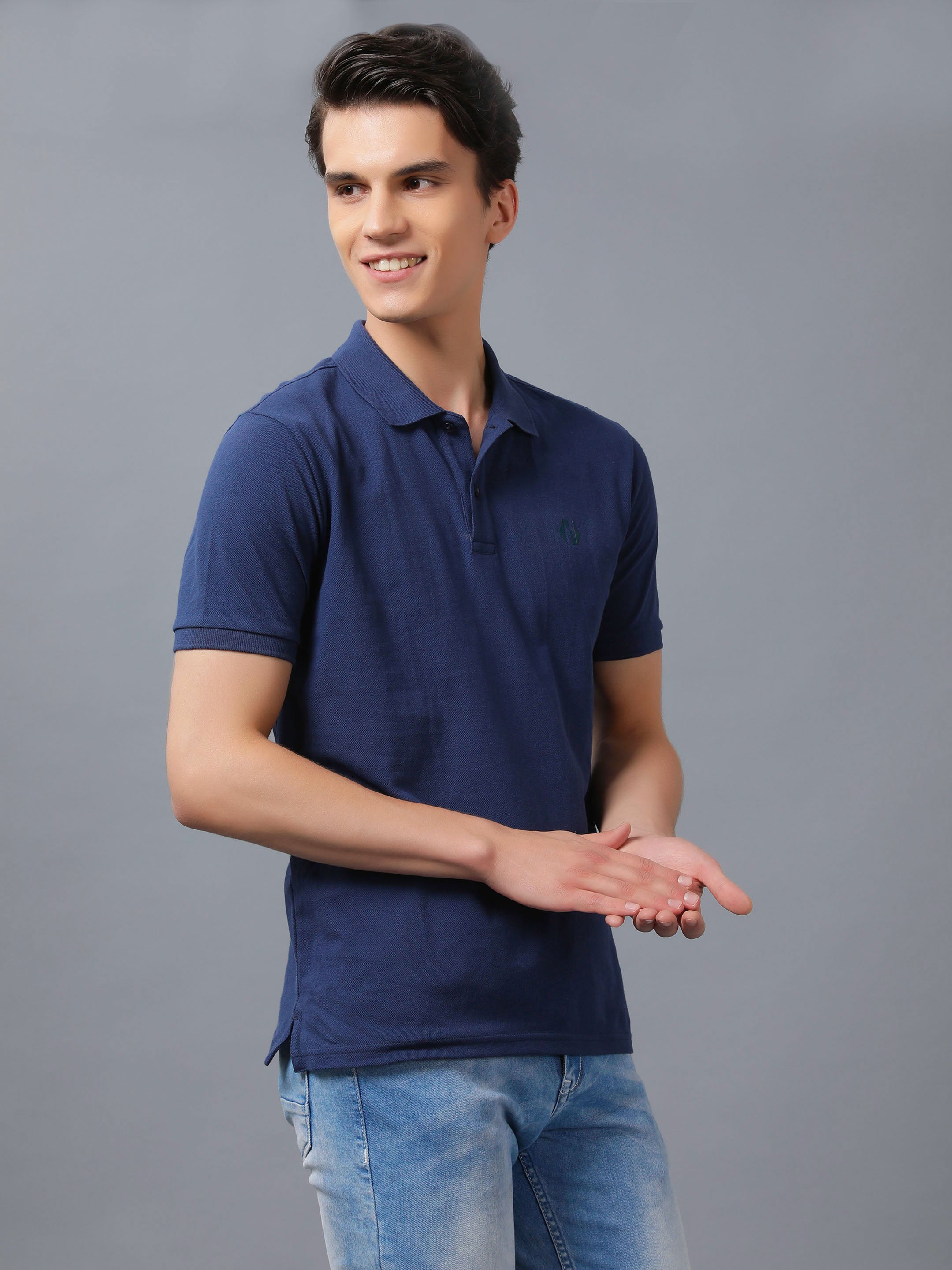 Nimble PURPLE Label Regular Polo T-shirt with Antibacterial Finish for Men