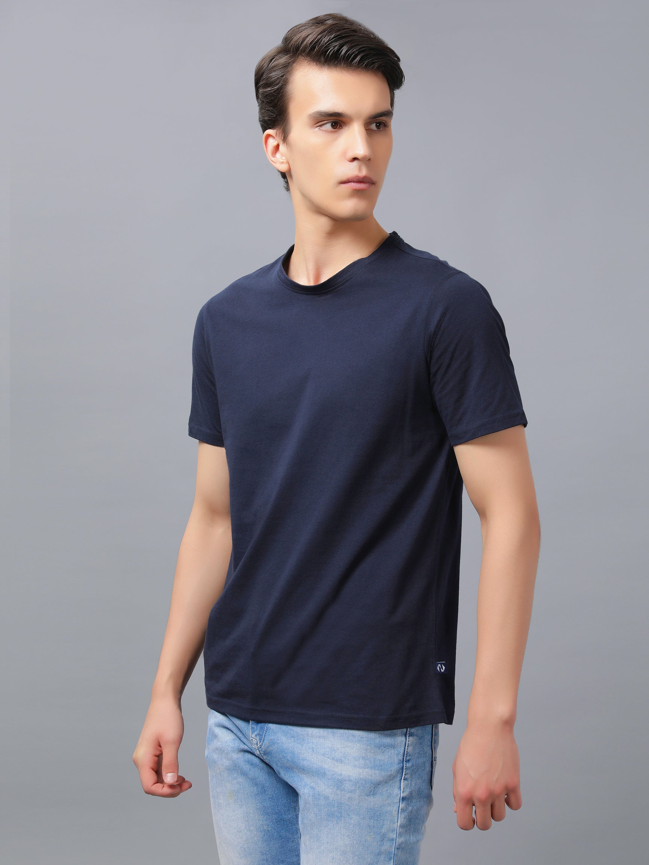 Mens Basic Round Neck Solid T Shirt