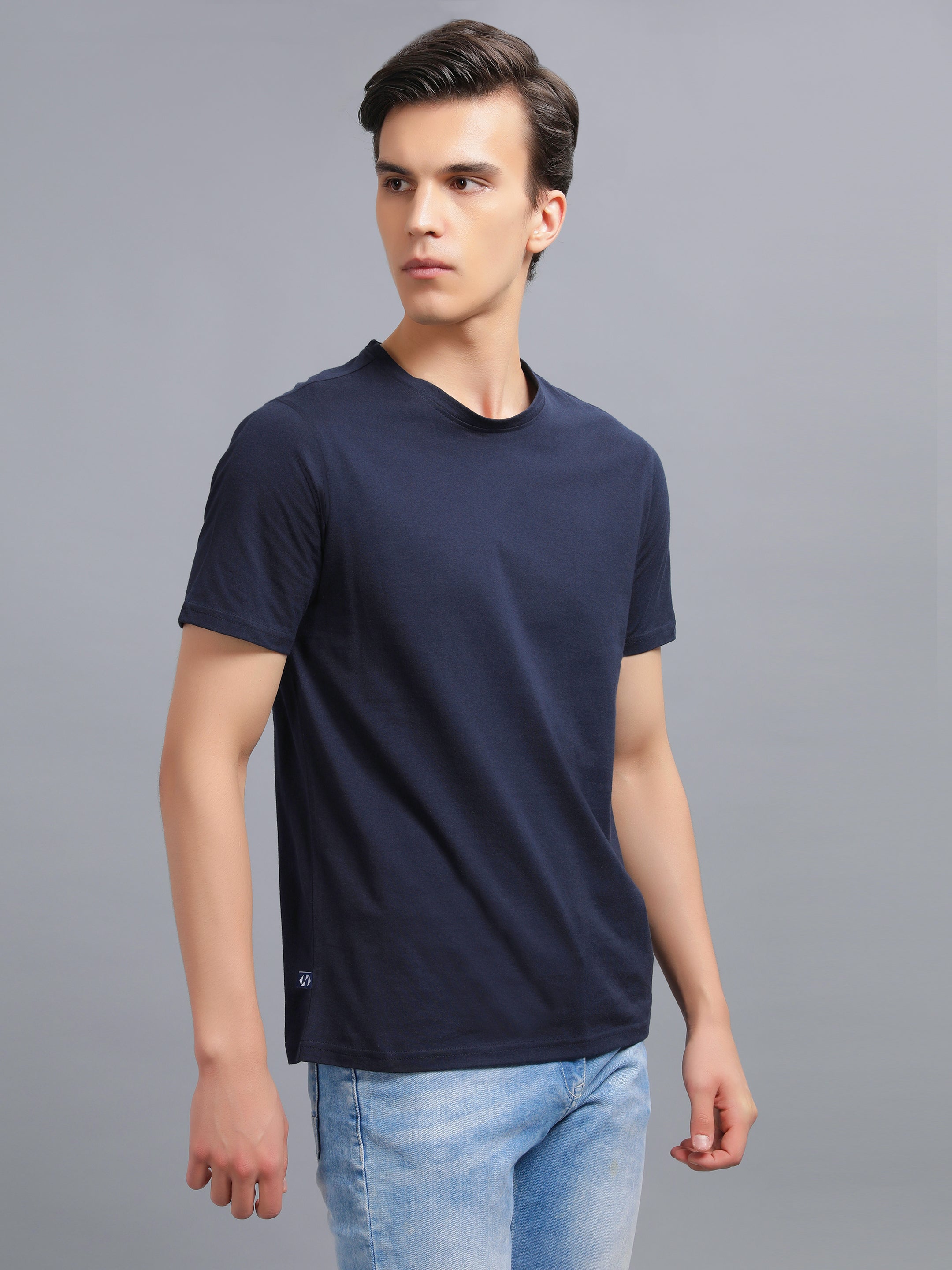 Mens Basic Round Neck Solid T Shirt