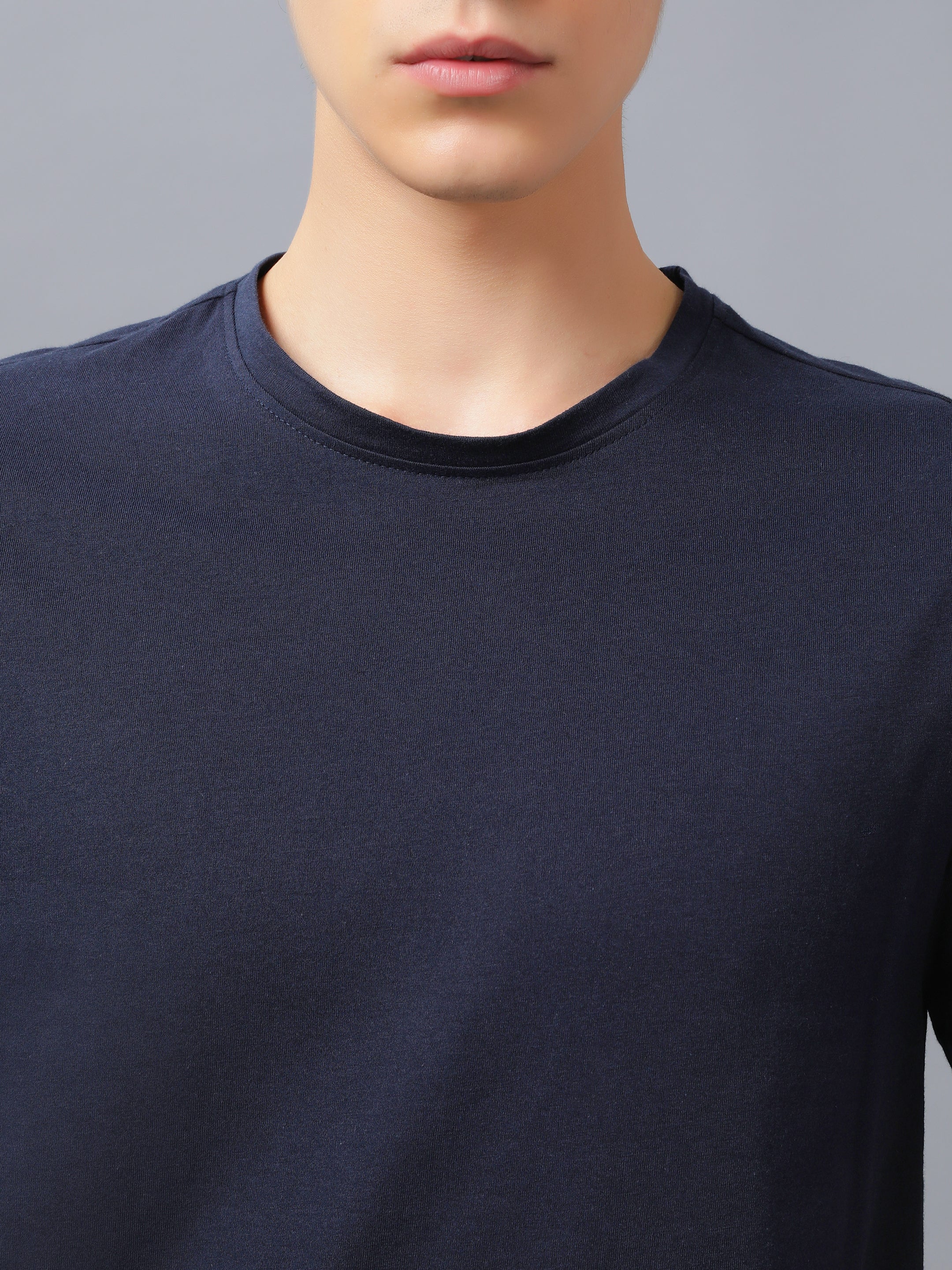 Mens Basic Round Neck Solid T Shirt