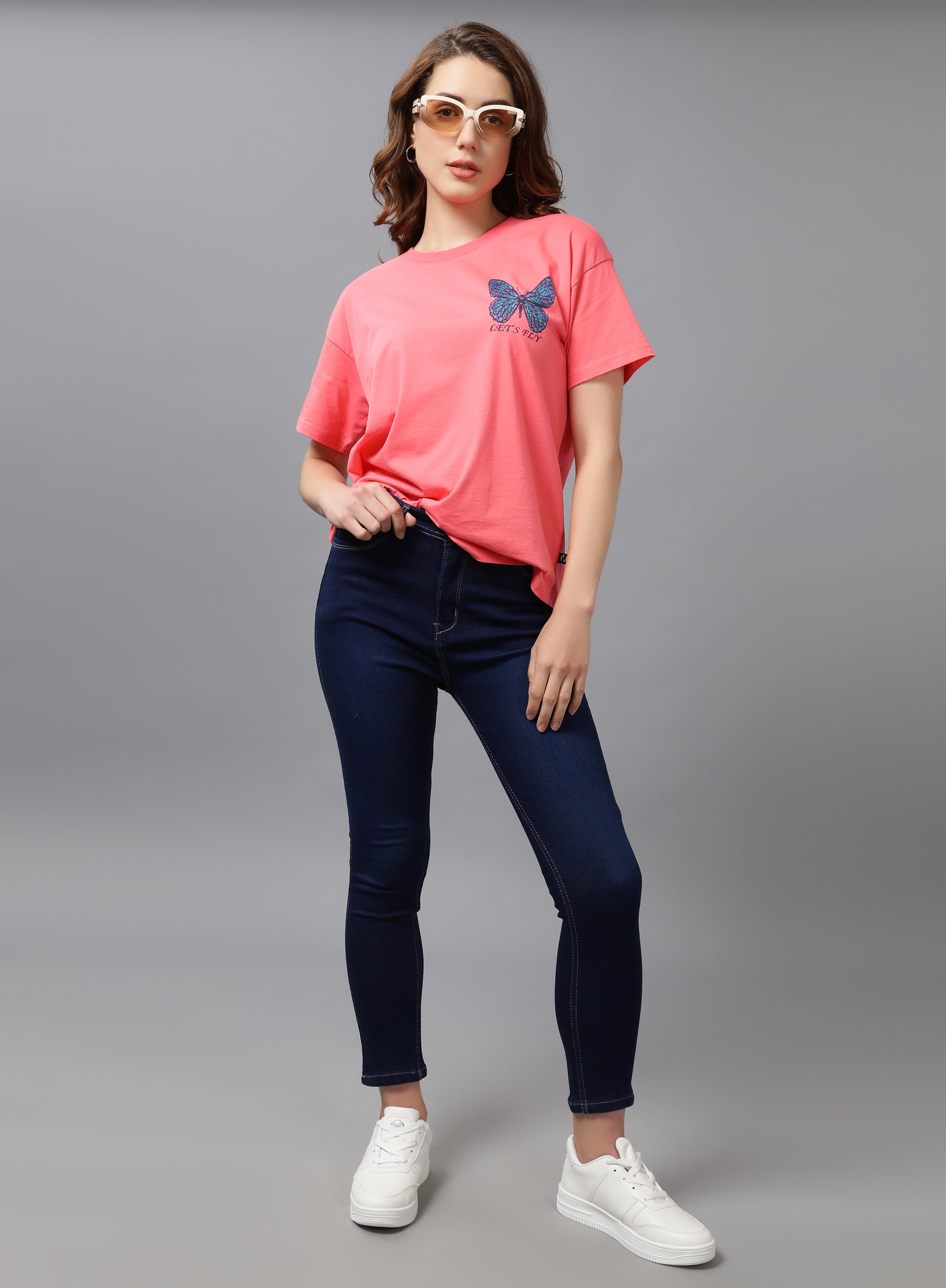 Nimble Women Round Neck Oversized T-shirt