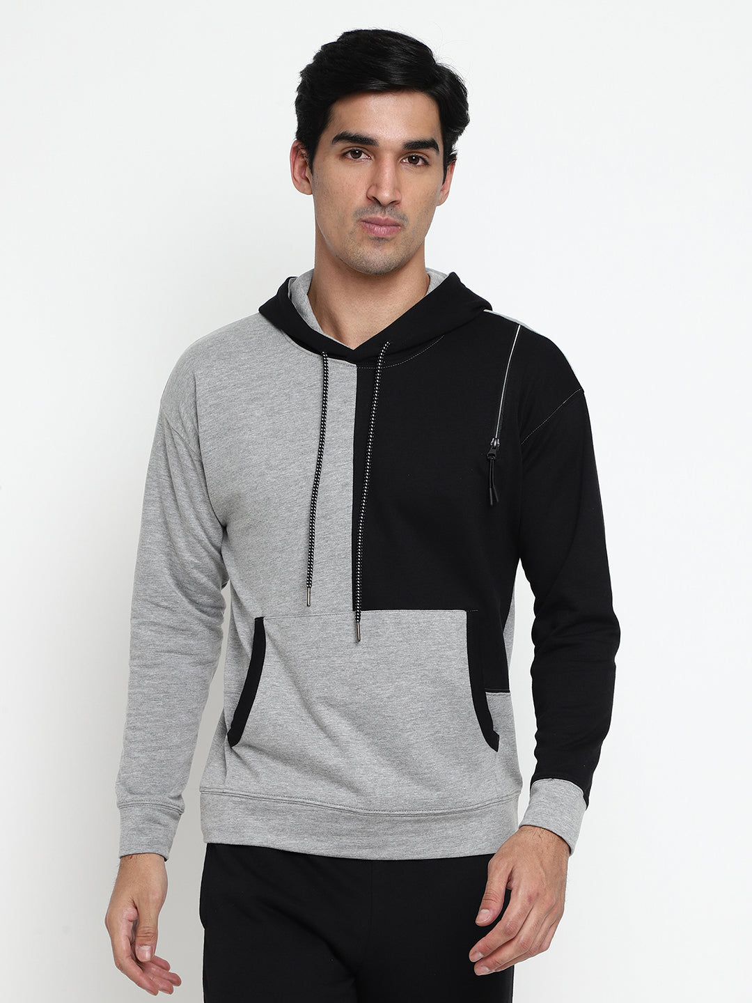 Men Color Black Hoodie