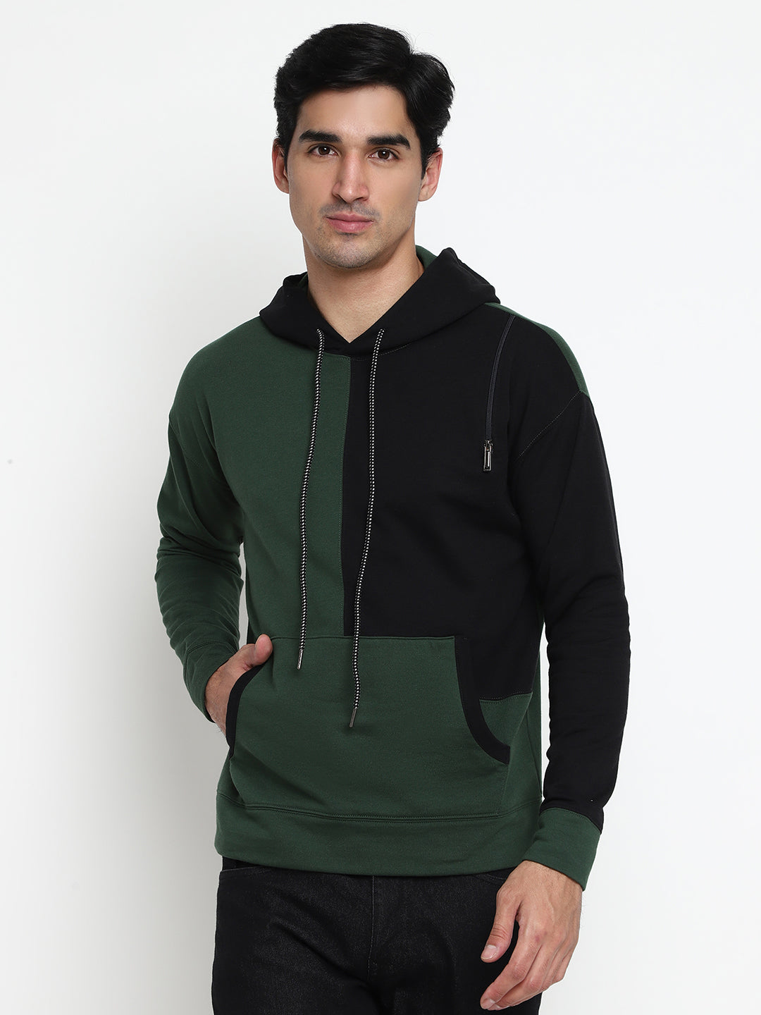 Men Color Black Hoodie