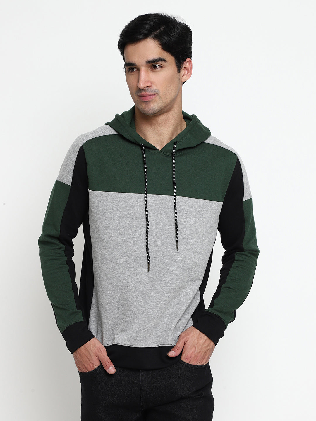 Men Color Black Hoodie