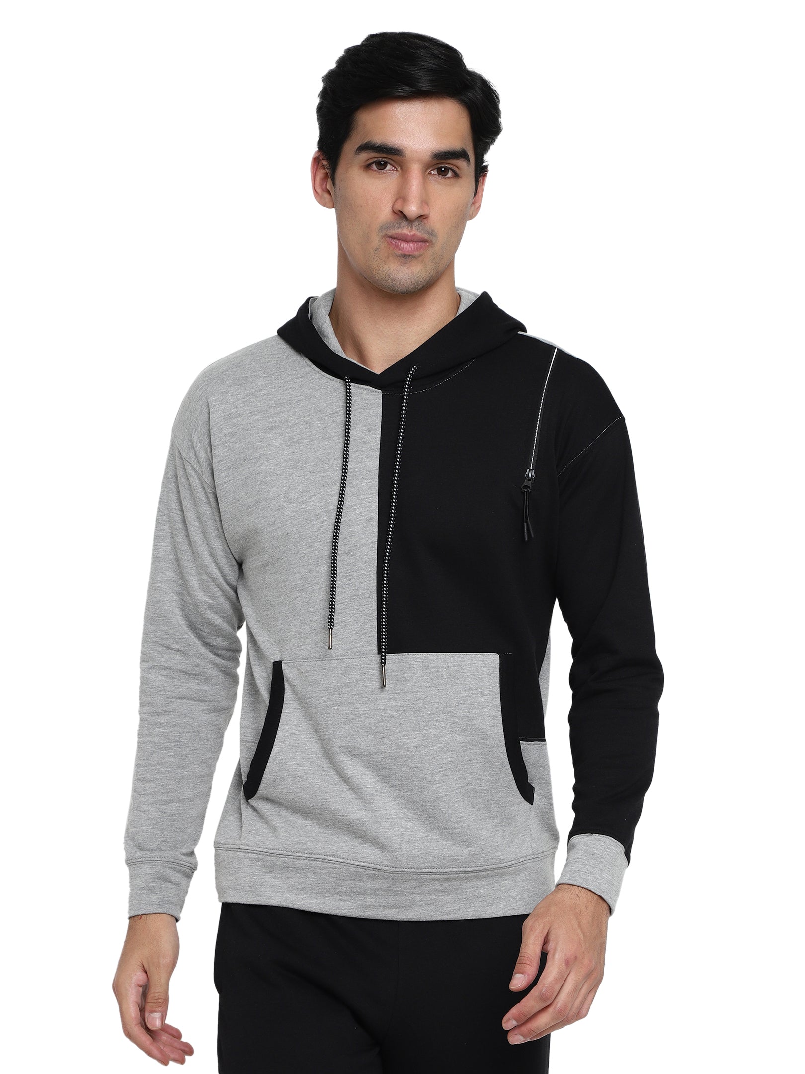 Men Color Black Hoodie