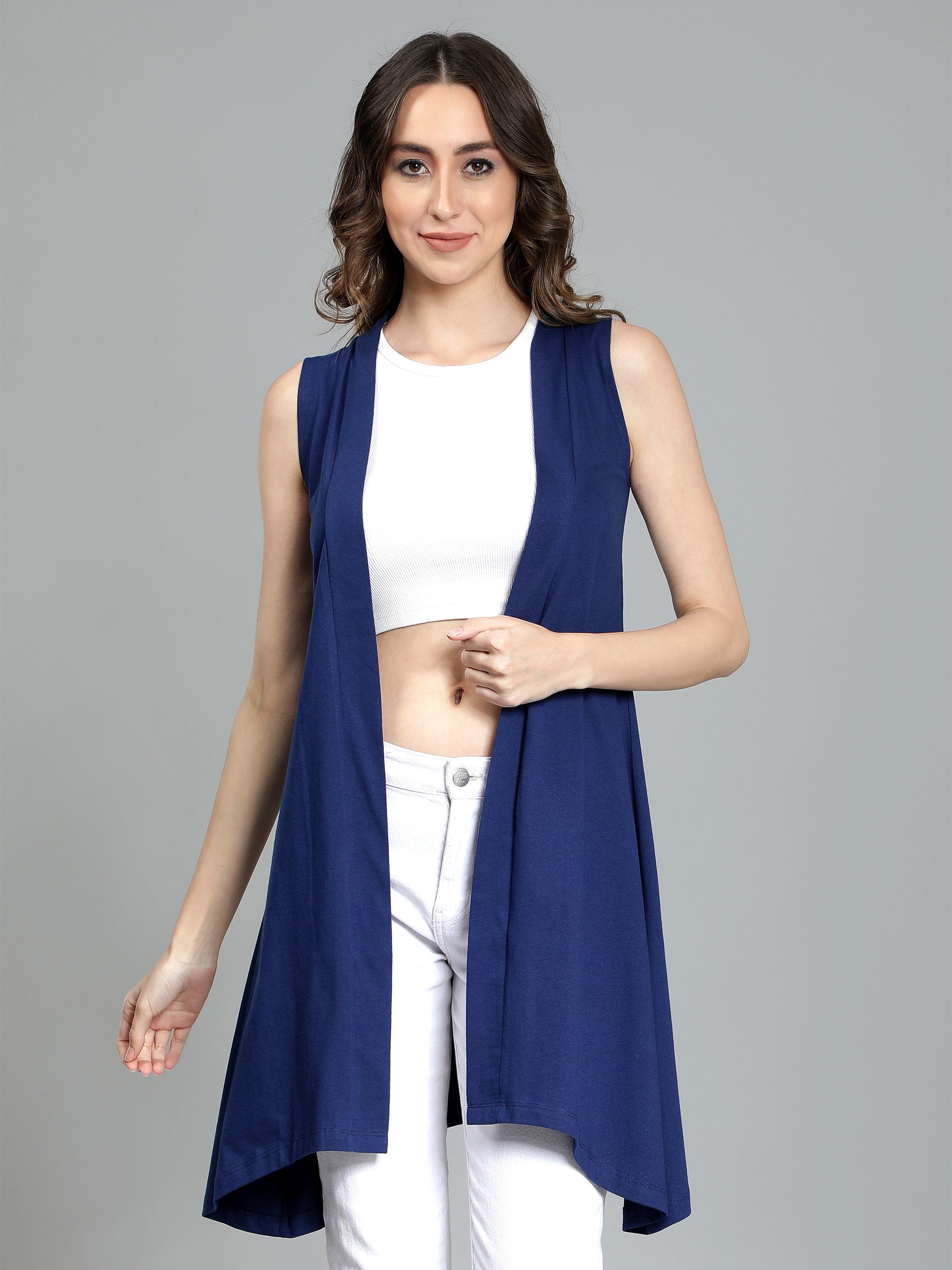 Womens Long Shrug with Cut Sleeves