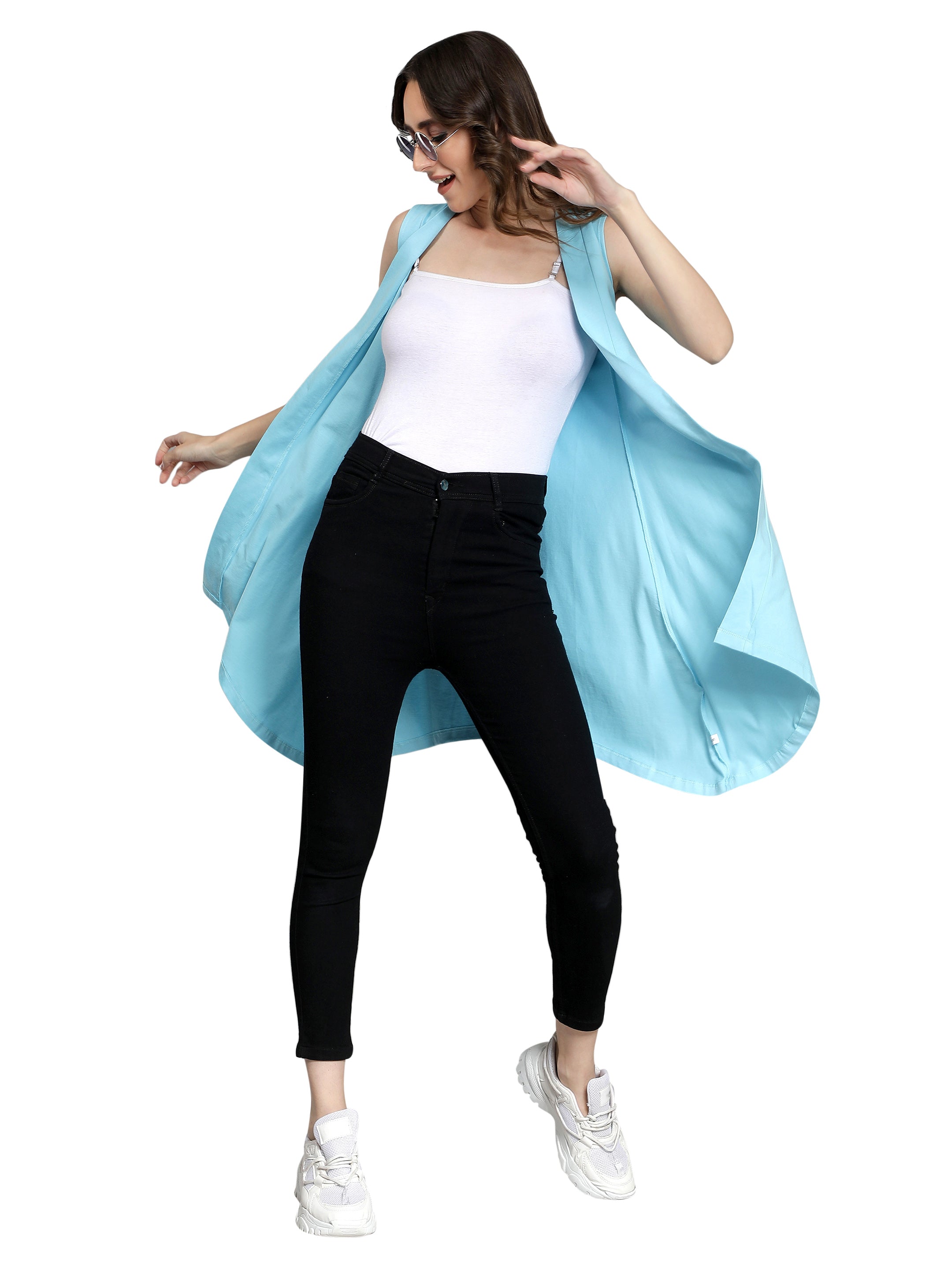 Womens Long Shrug with Cut Sleeves