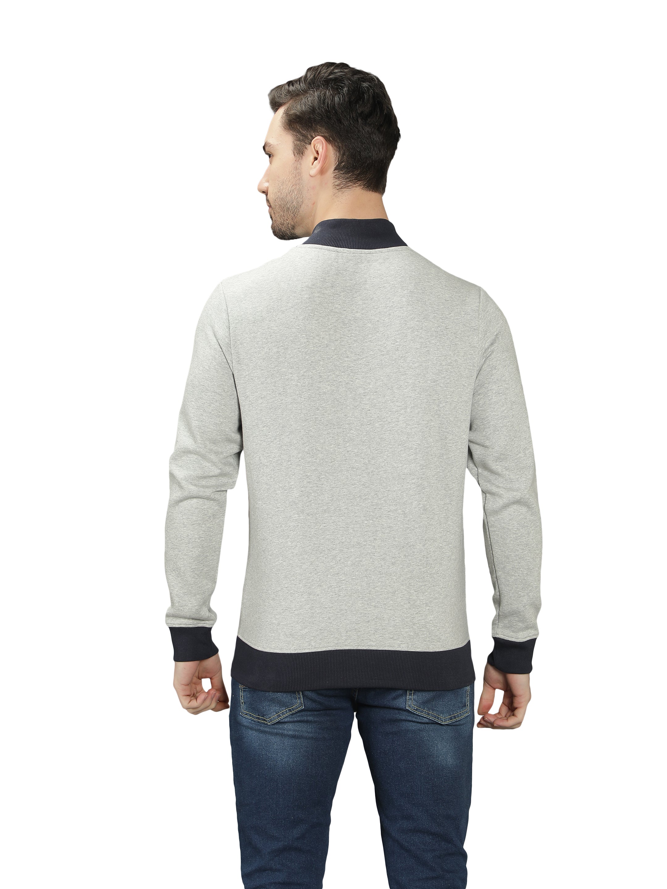 Mens Grey Heather Fleece Bomber Jacket