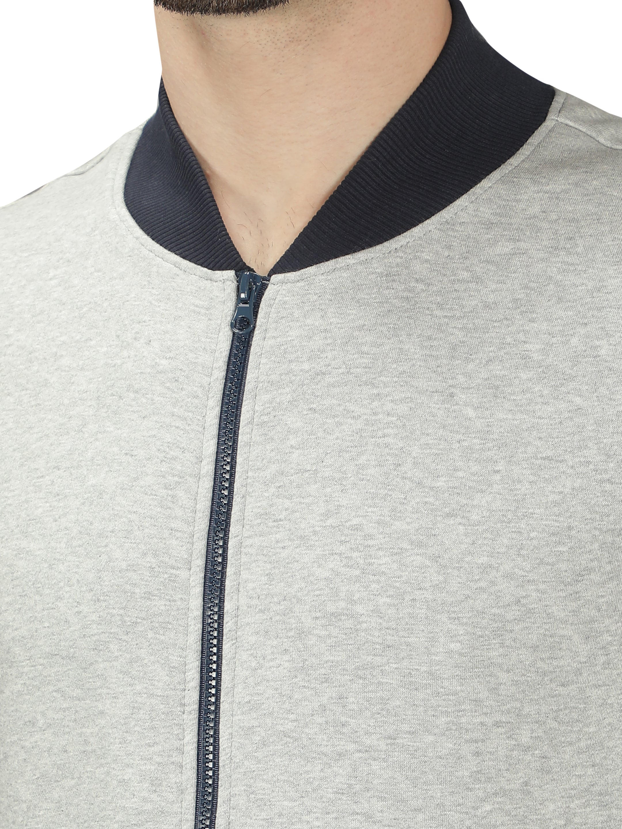 Mens Grey Heather Fleece Bomber Jacket