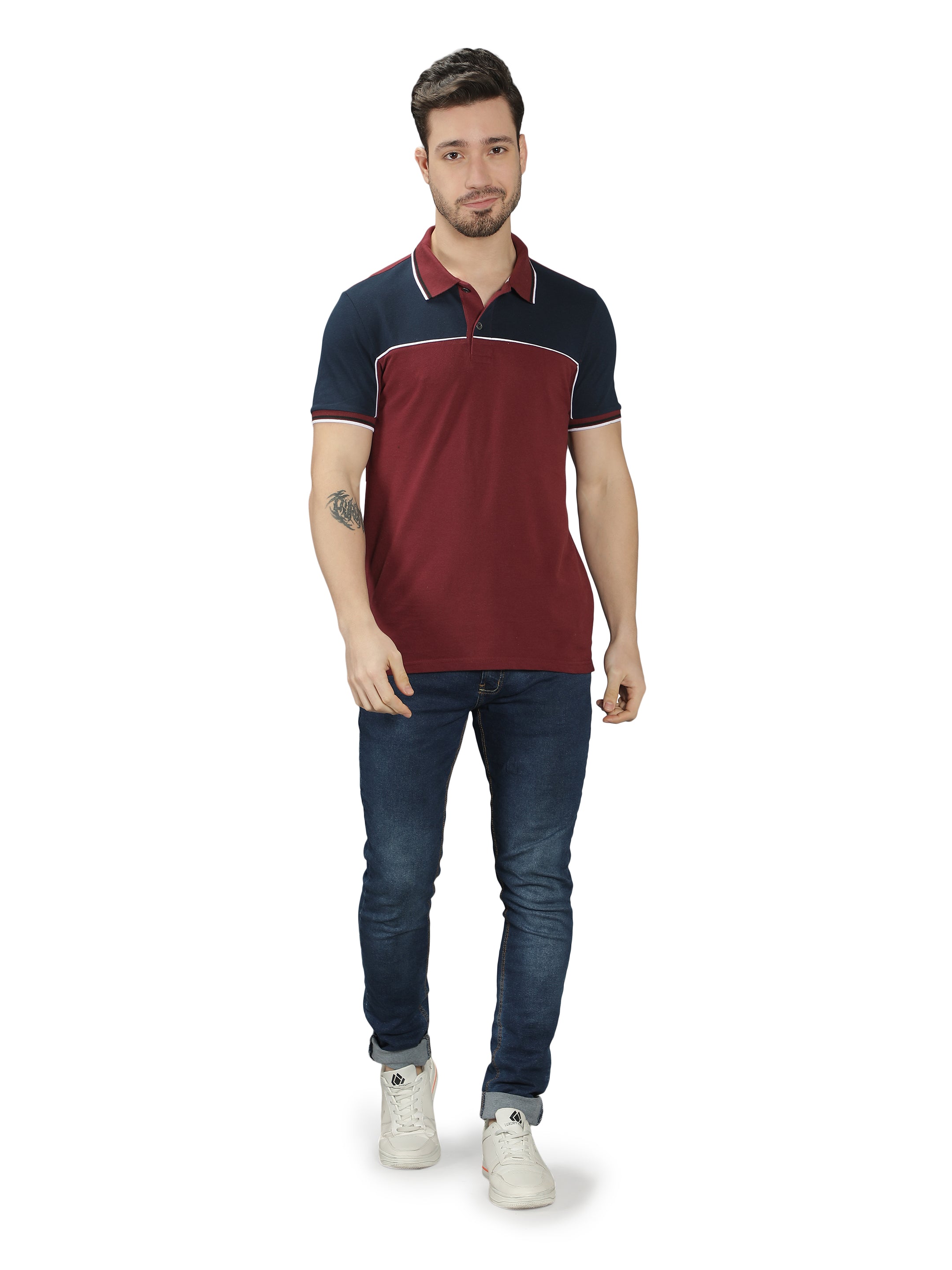 Maroon Short Sleeve Polo T-Shirt for Men