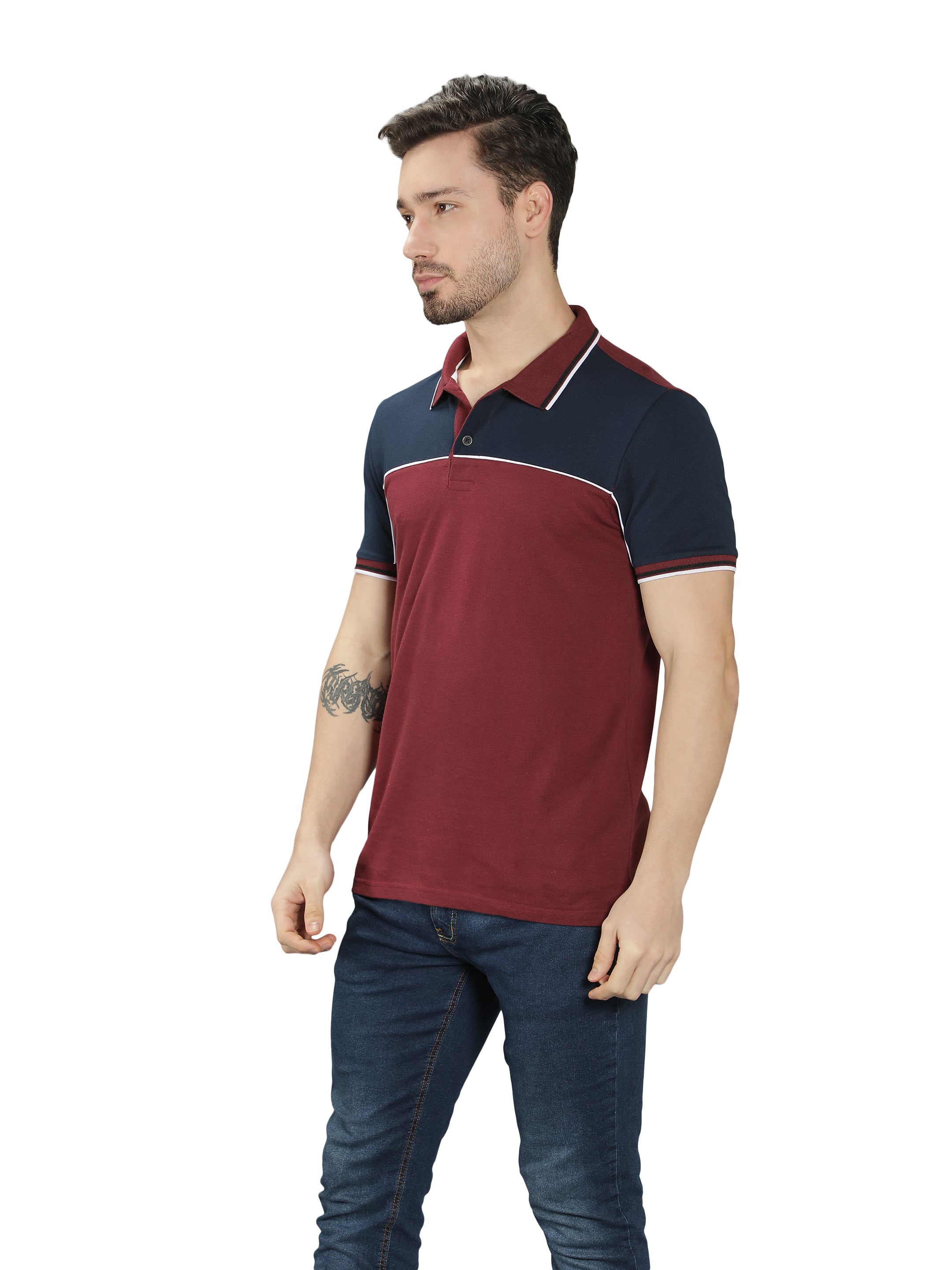 Maroon Short Sleeve Polo T-Shirt for Men