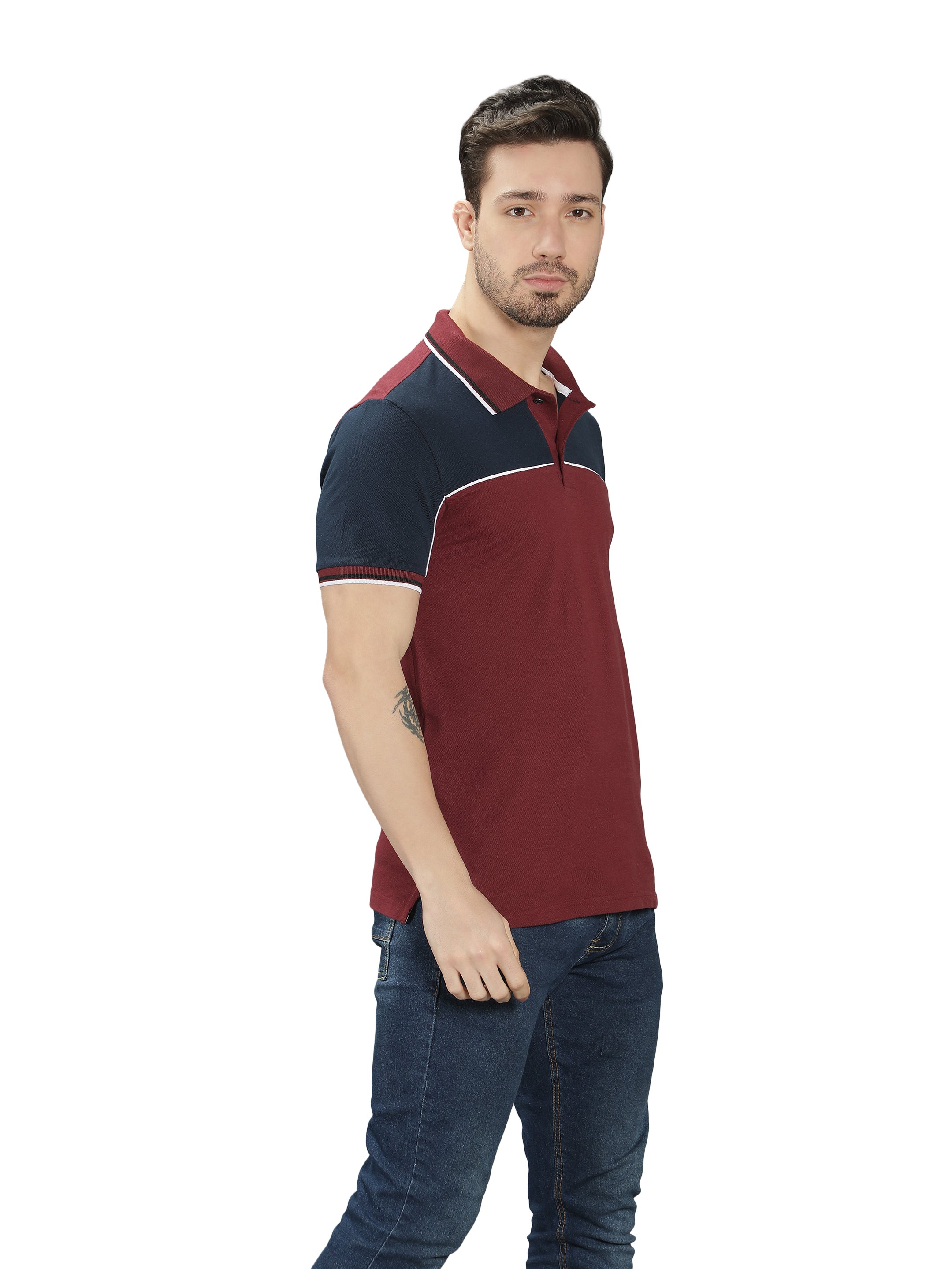 Maroon Short Sleeve Polo T-Shirt for Men