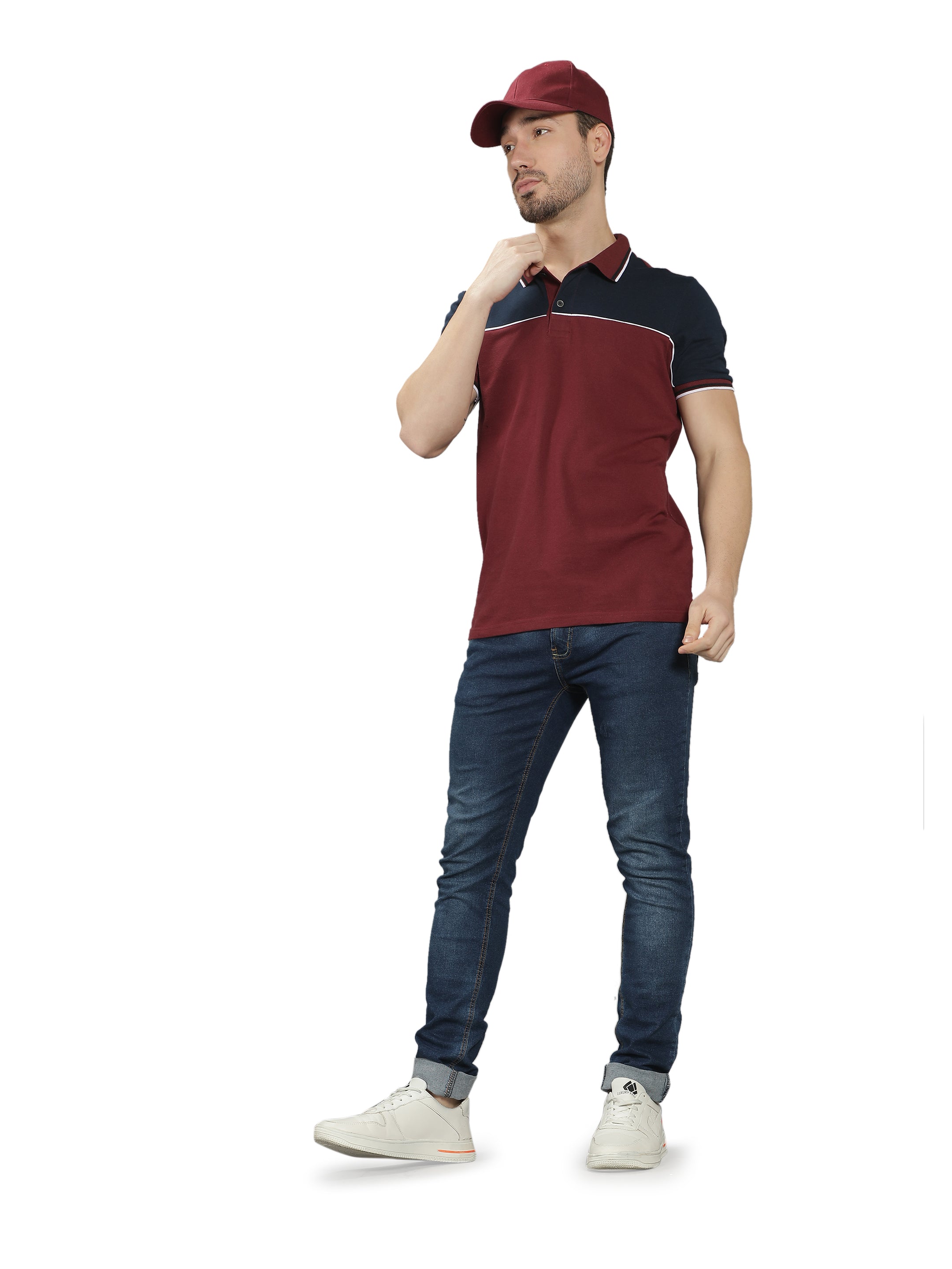 Maroon Short Sleeve Polo T-Shirt for Men