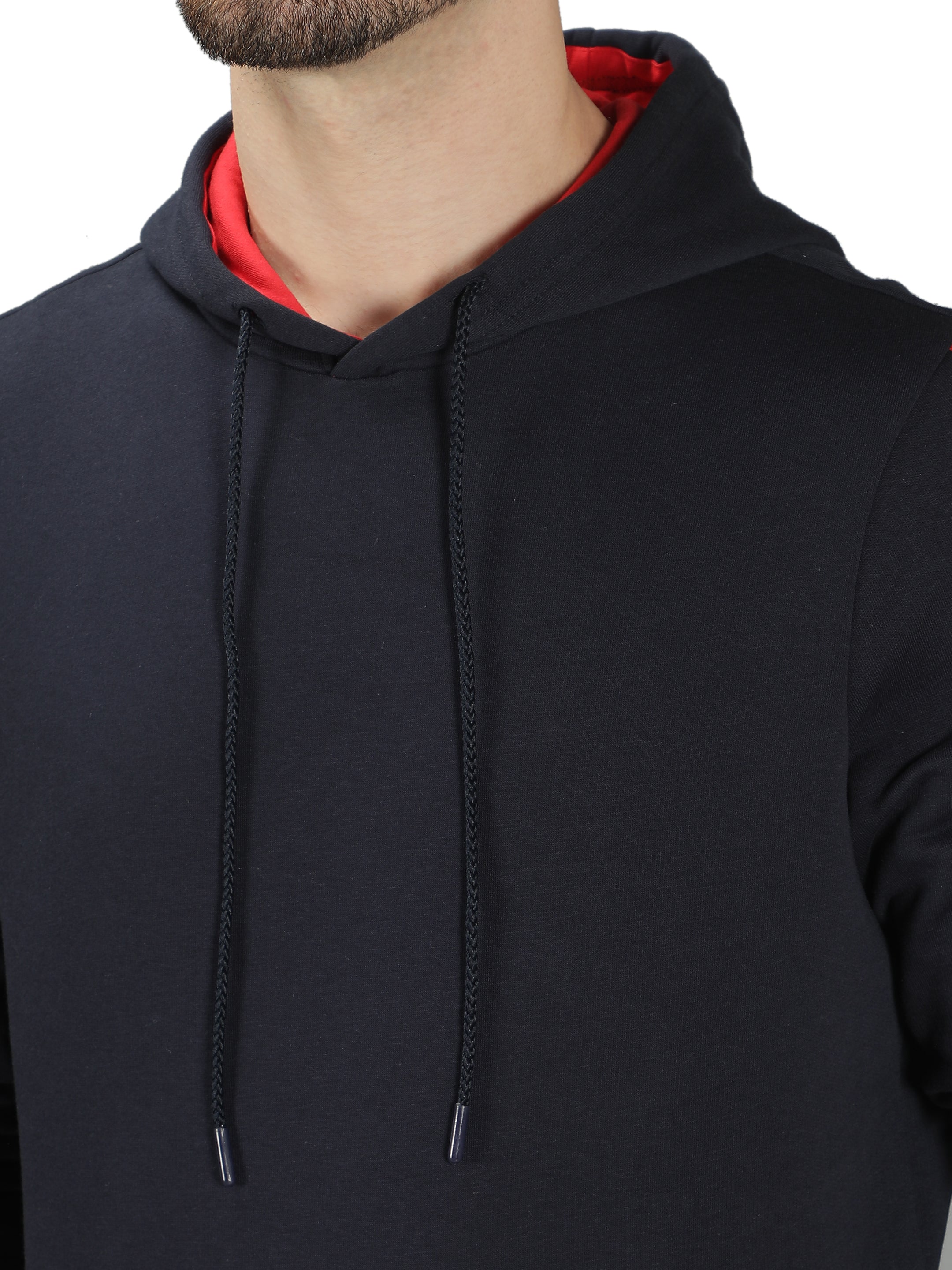 Navy Cut n Sew Hoodie Sweatshirt with Kangaroo Pocket