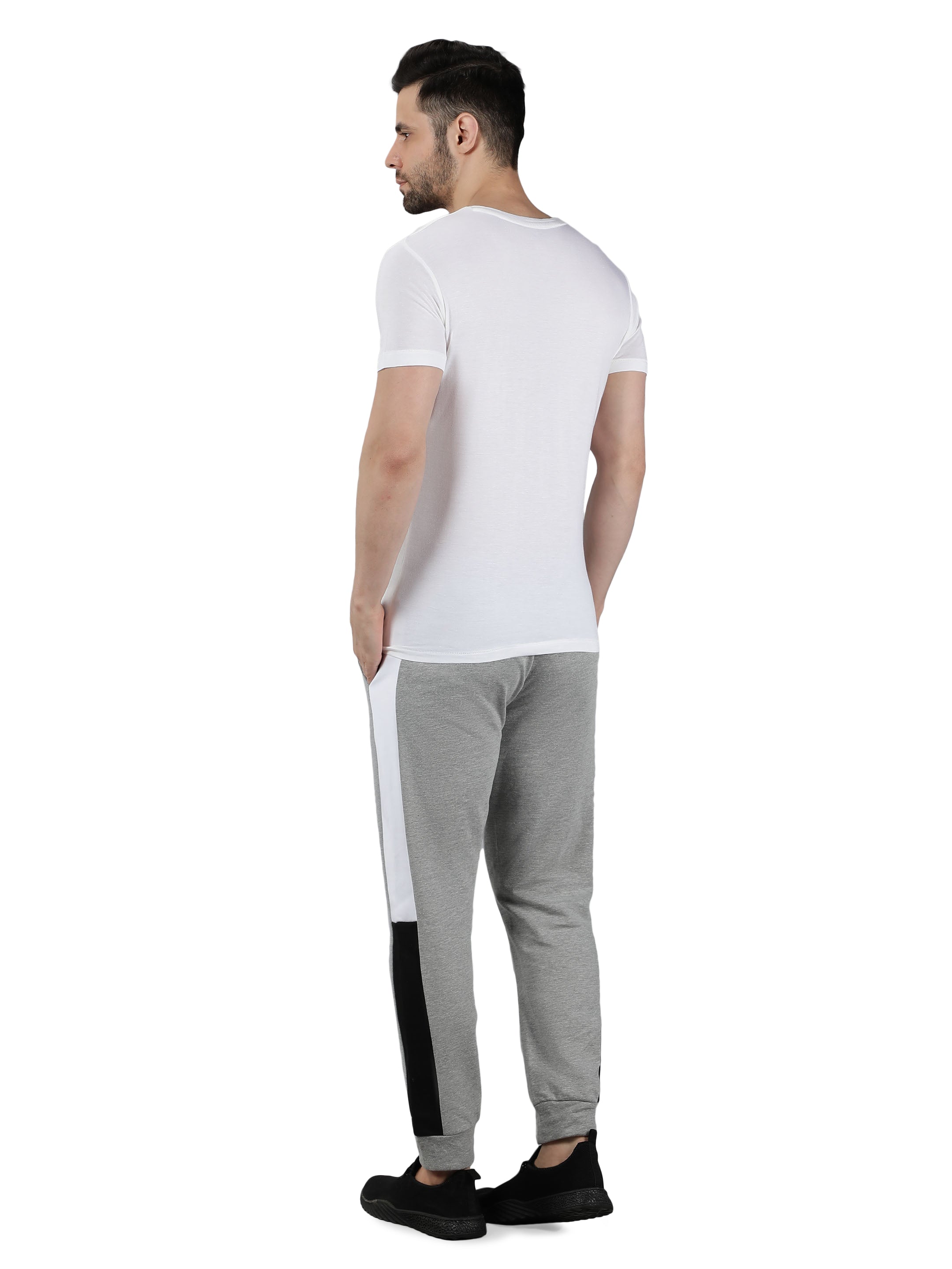 Premium White T-Shirt & Grey Joggers Co-Ord Set for Men