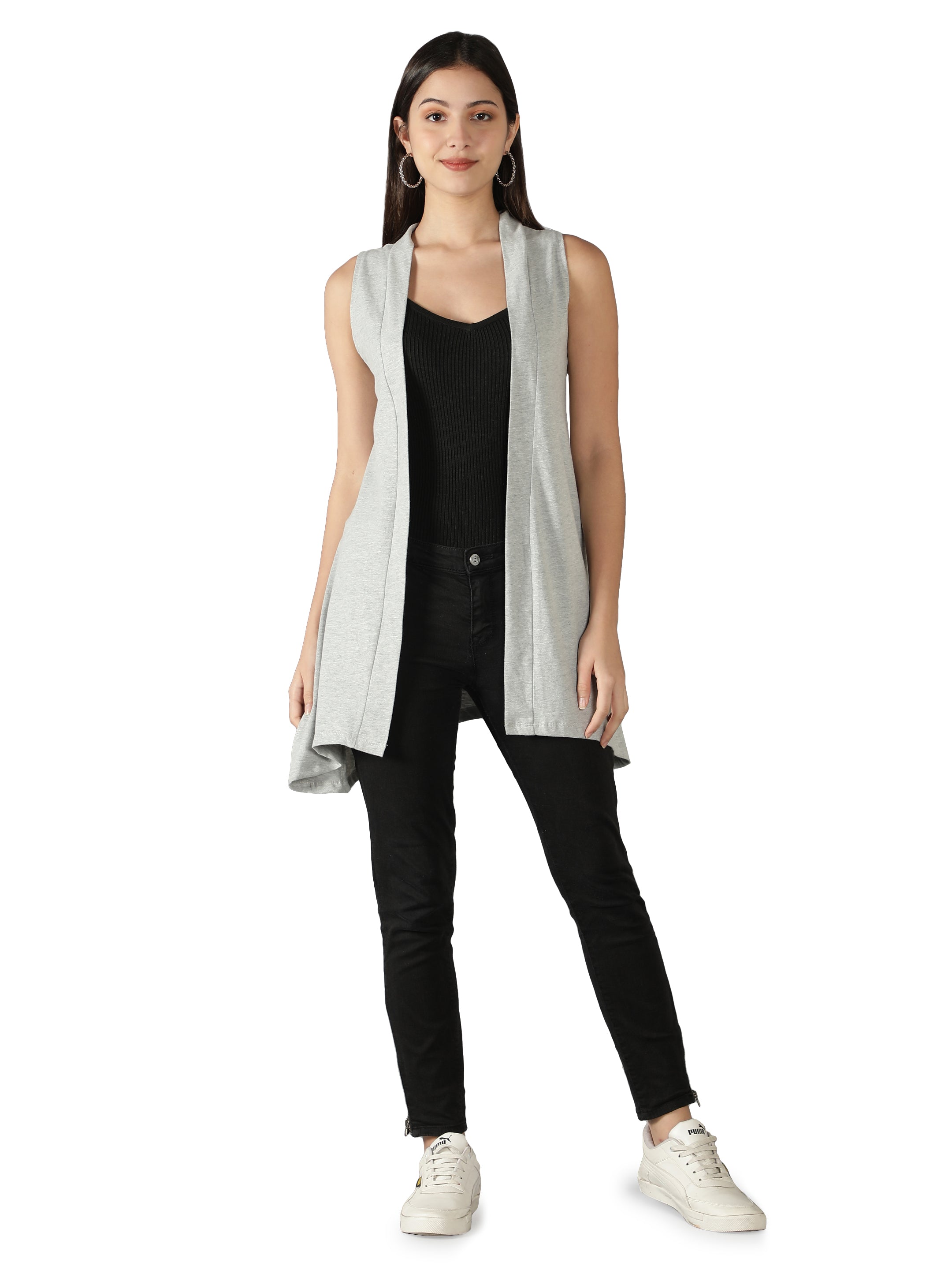 Womens Long Shrug with Cut Sleeves