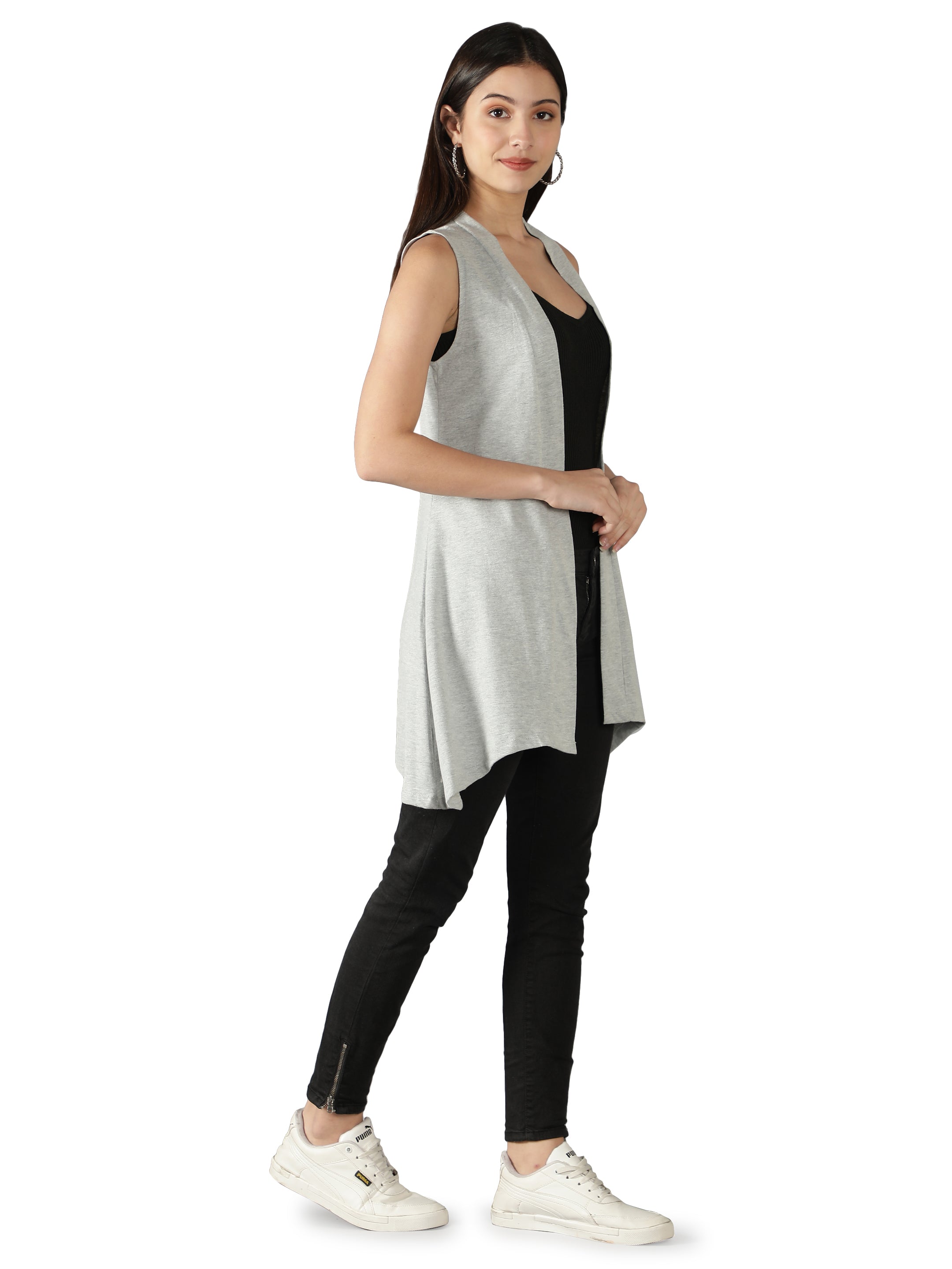 Womens Long Shrug with Cut Sleeves