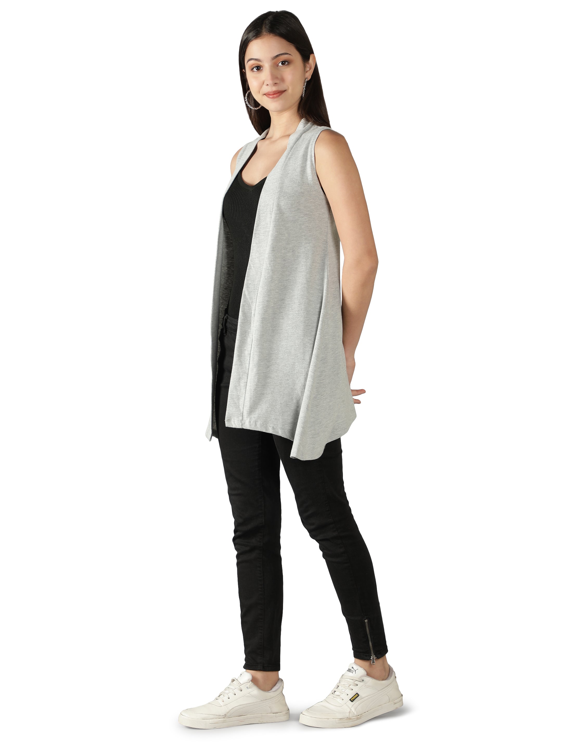 Womens Long Shrug with Cut Sleeves