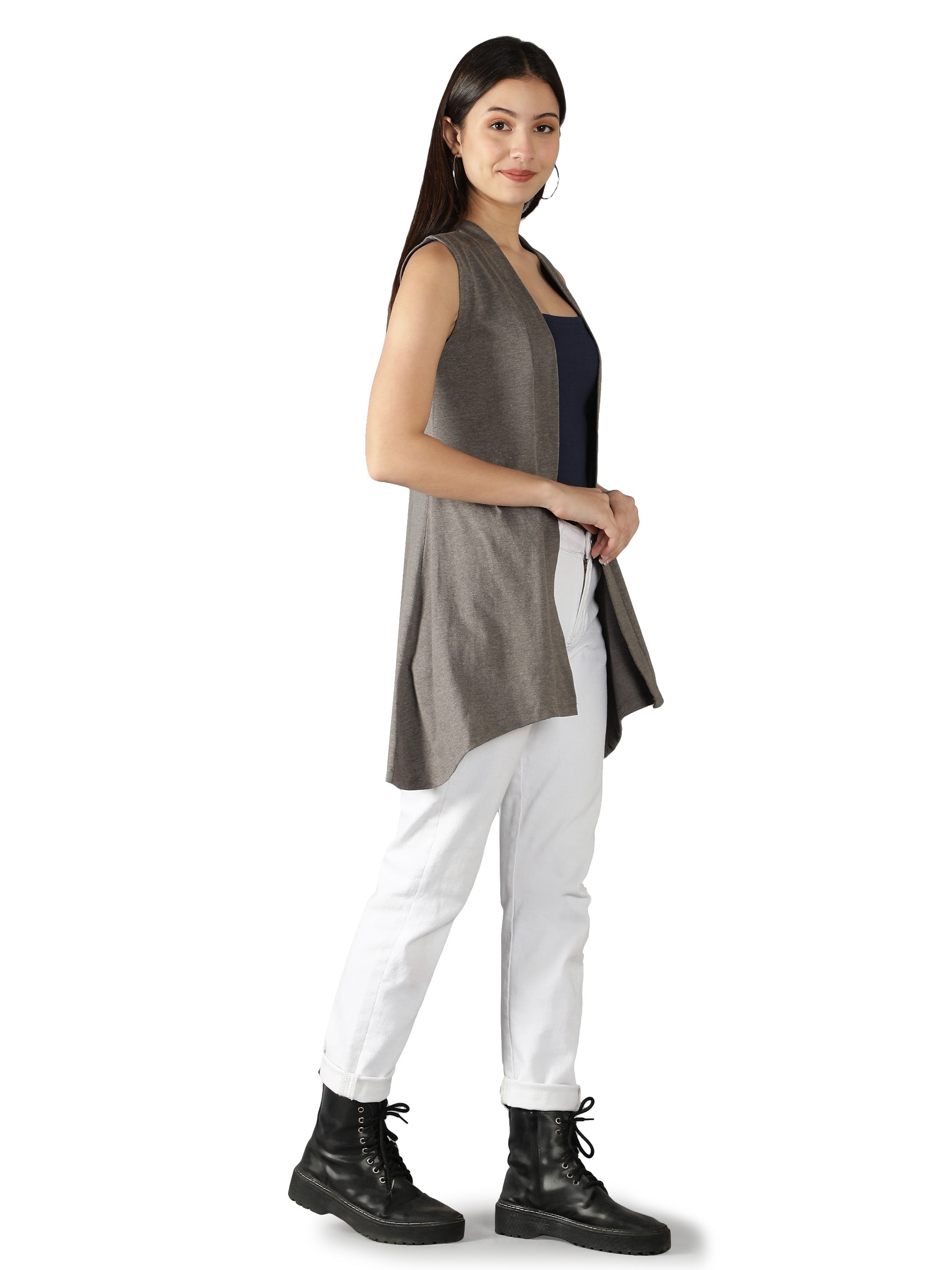 Womens Long Shrug with Cut Sleeves