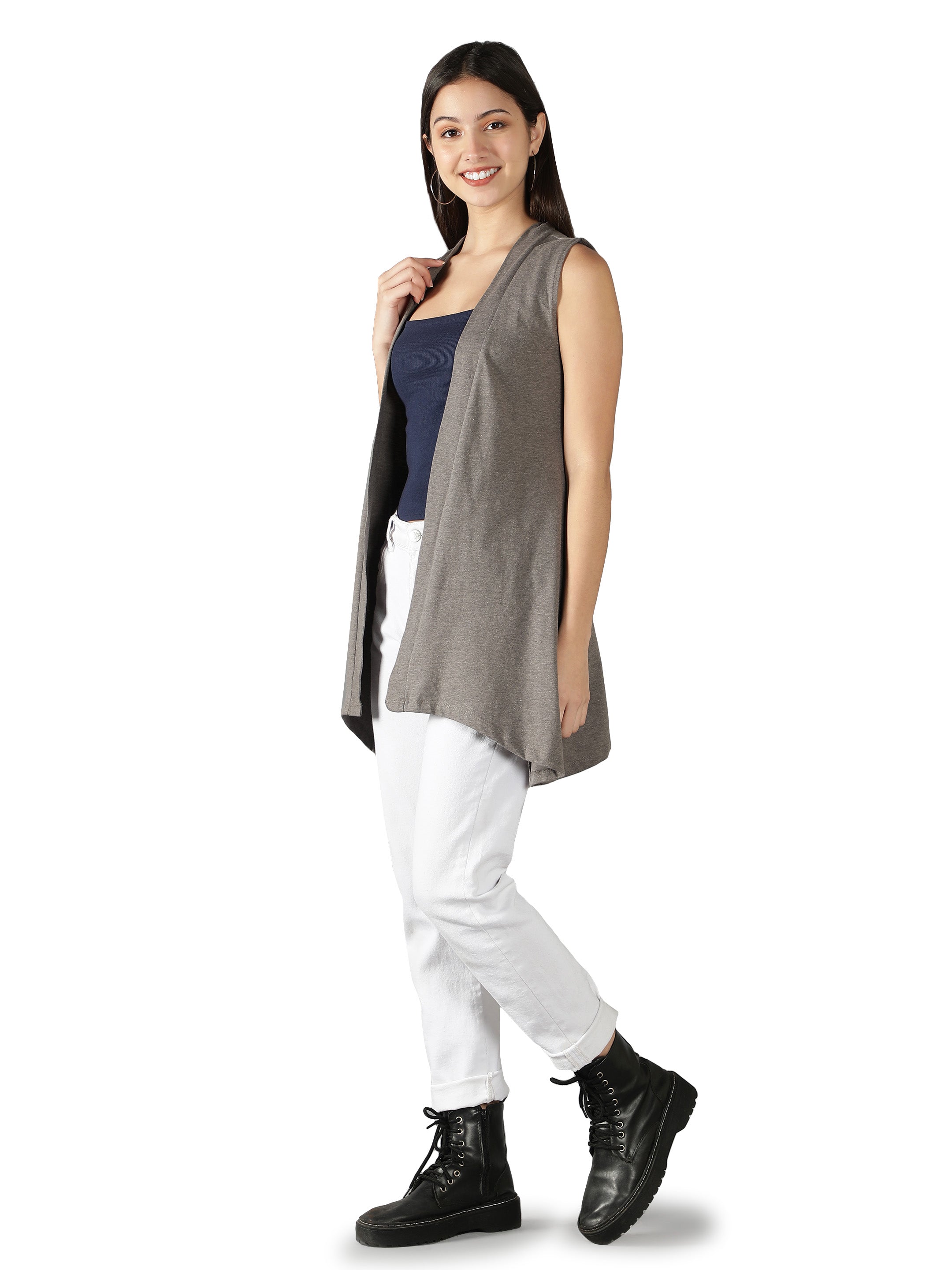 Womens Long Shrug with Cut Sleeves