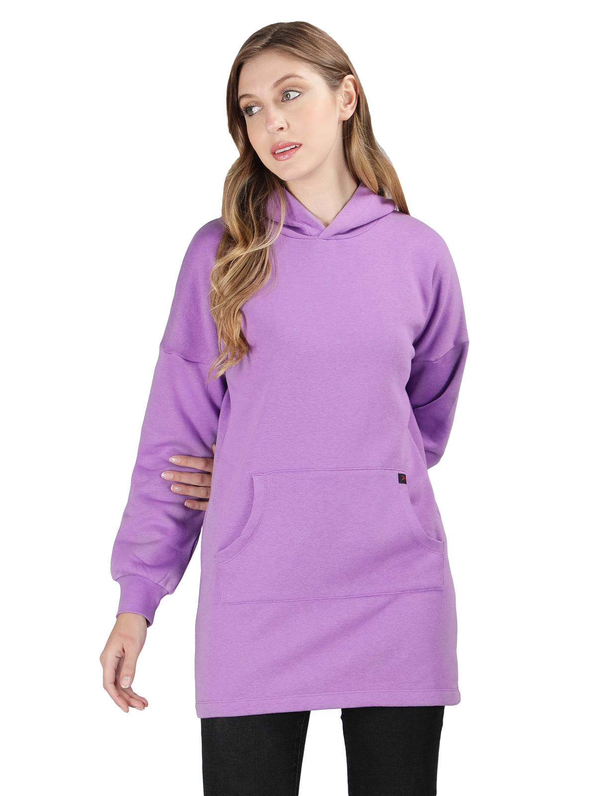 Womens Sweatshirt Dress with Hood and Kangaroo Pocket