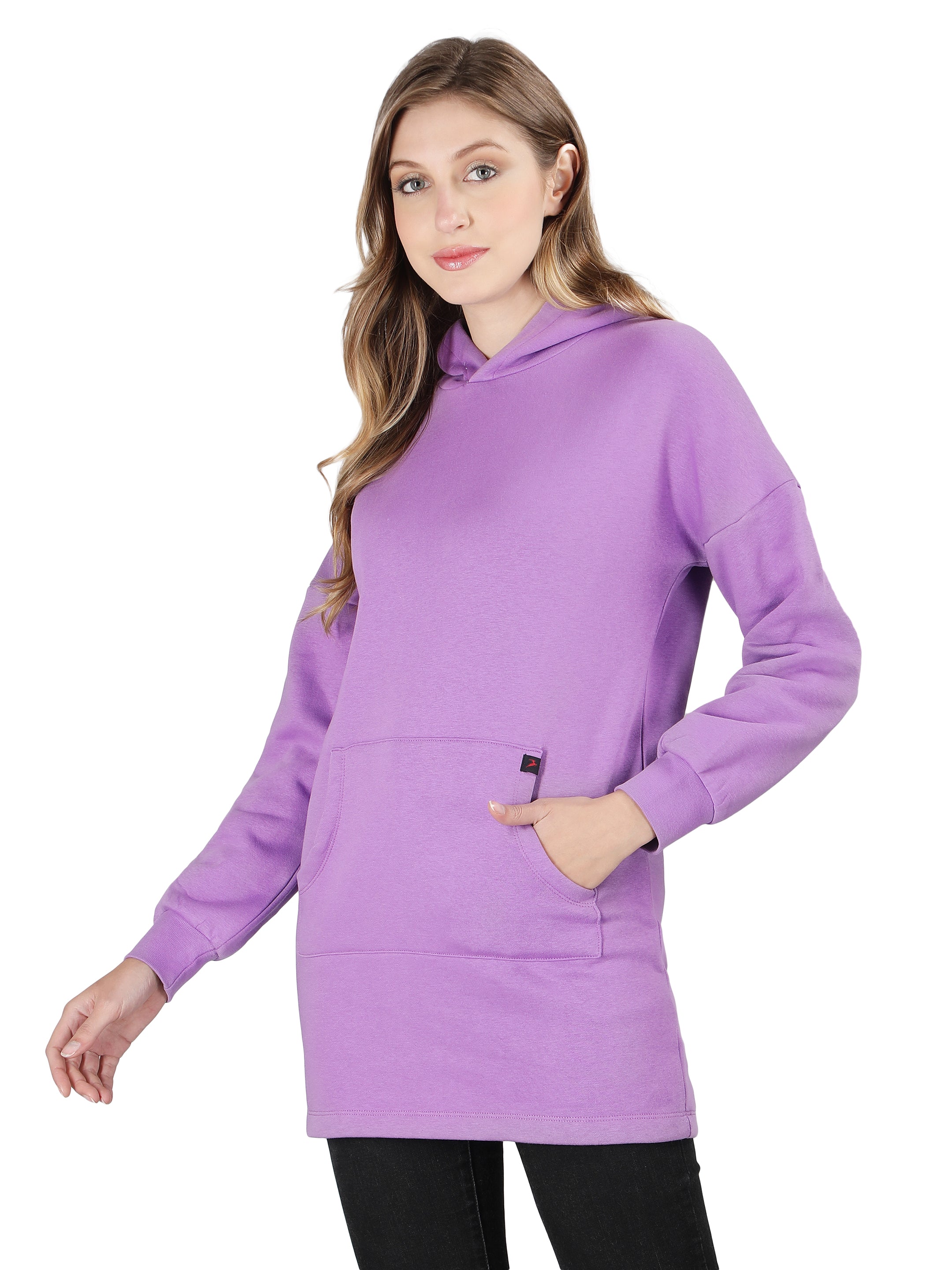 Womens Sweatshirt Dress with Hood and Kangaroo Pocket