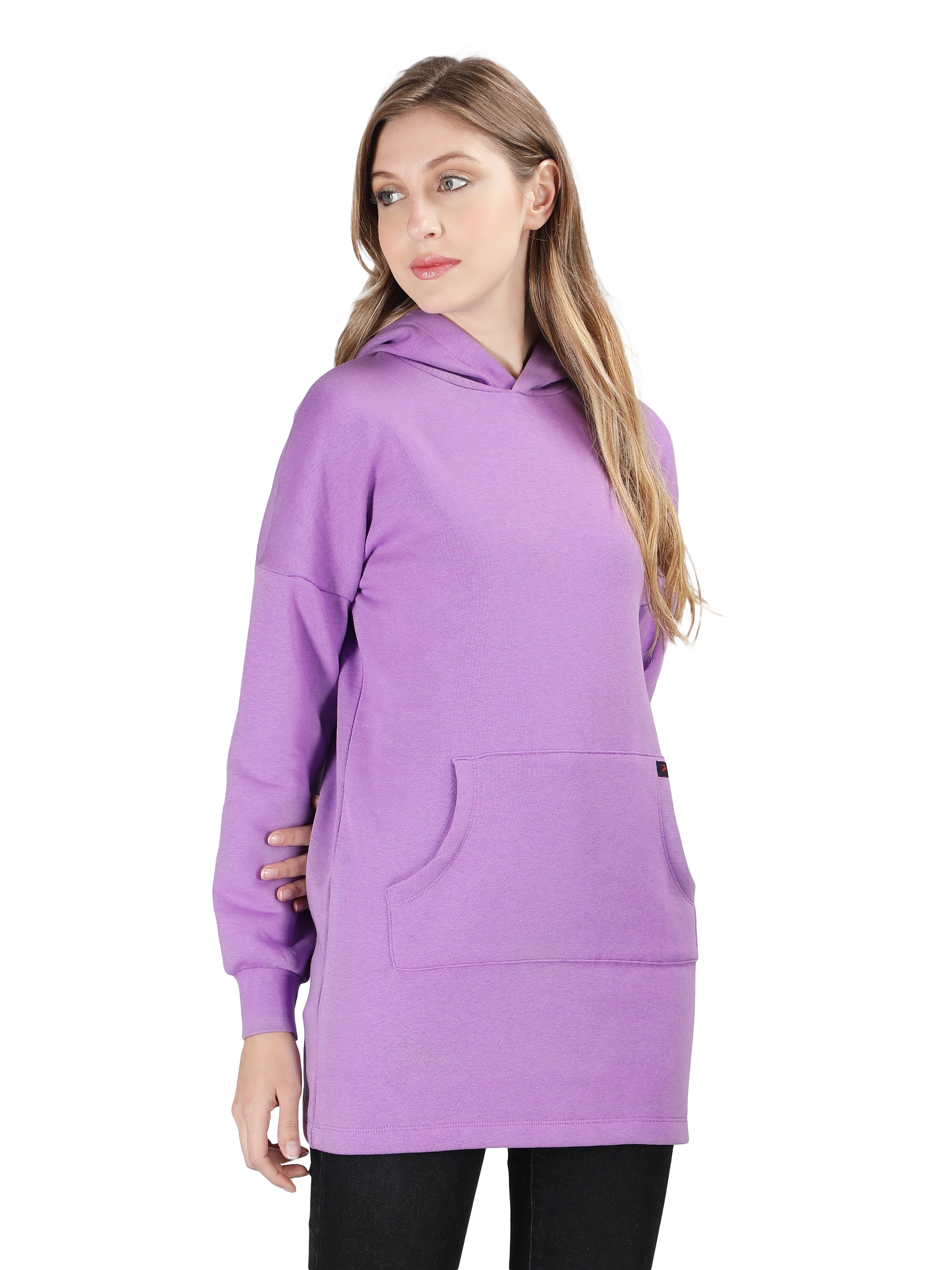 Womens Sweatshirt Dress with Hood and Kangaroo Pocket