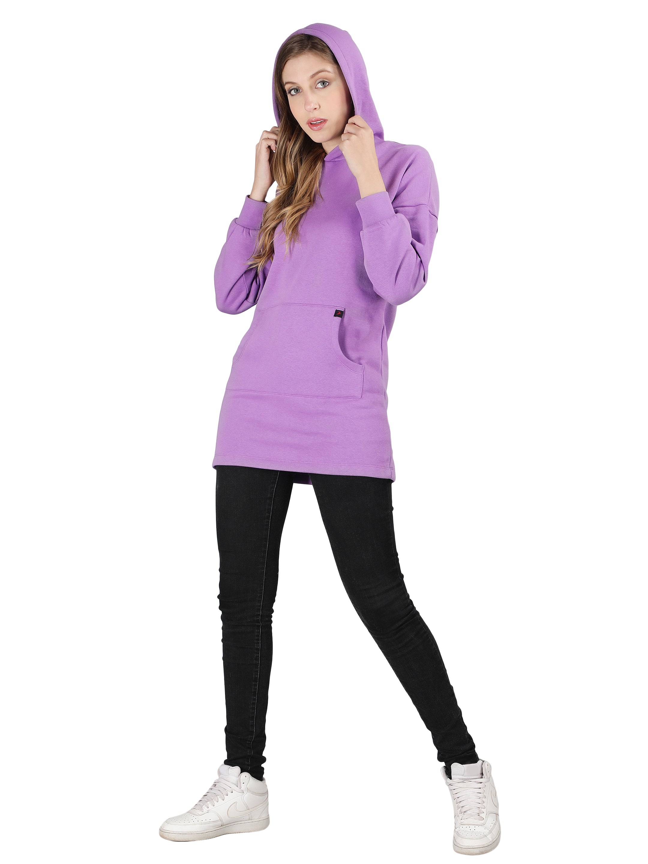 Womens Sweatshirt Dress with Hood and Kangaroo Pocket