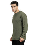 Dark Green Full Sleeves Waffle T-Shirt for Men