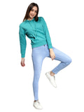 Sea Green Full Sleeves Hoodie for Women