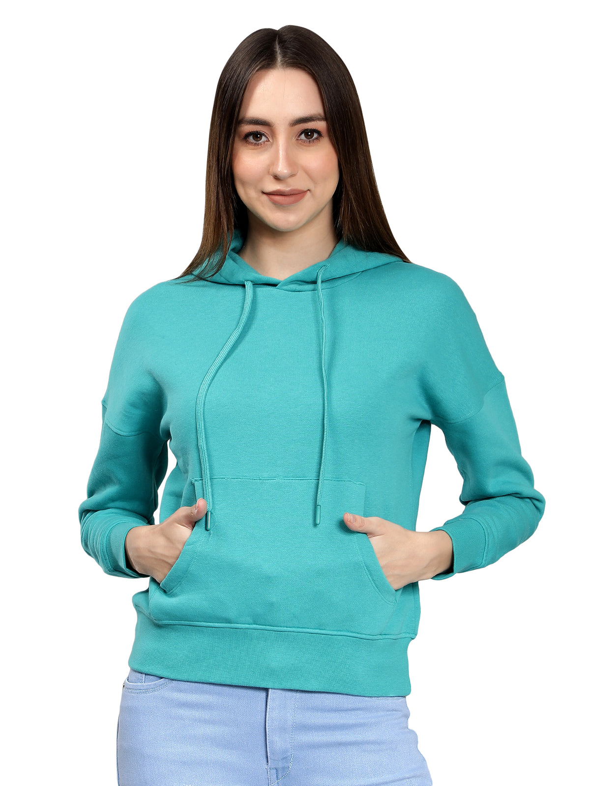 Sea Green Full Sleeves Hoodie for Women