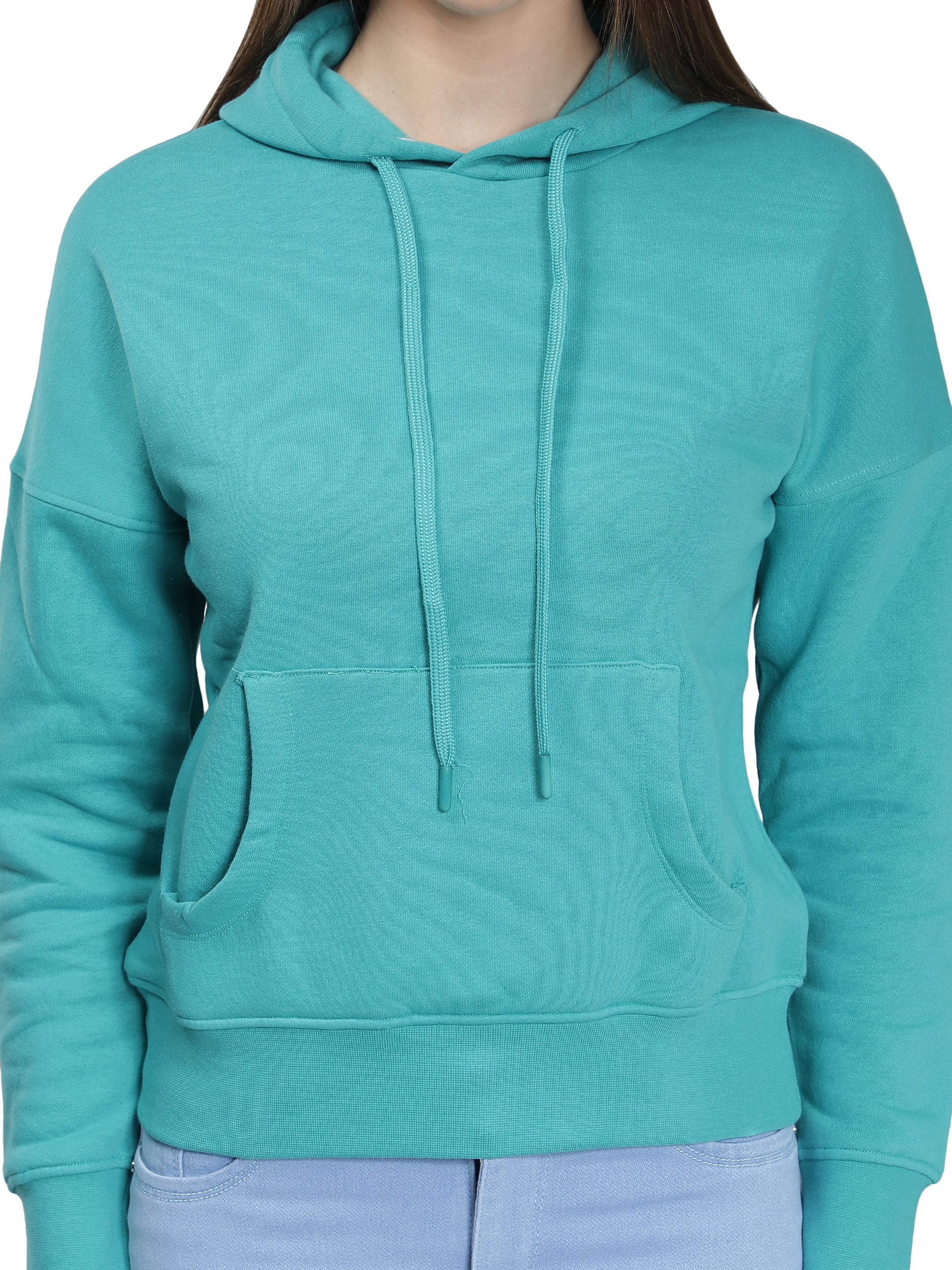 Sea Green Full Sleeves Hoodie for Women