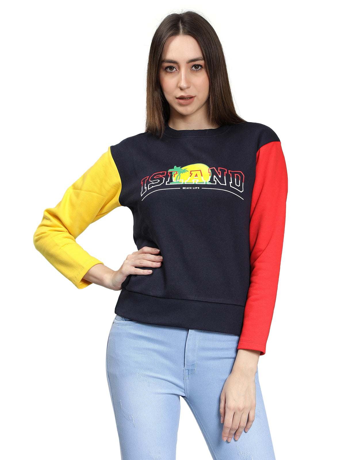 Navy Blue Full Sleeves Sweatshirt for Women