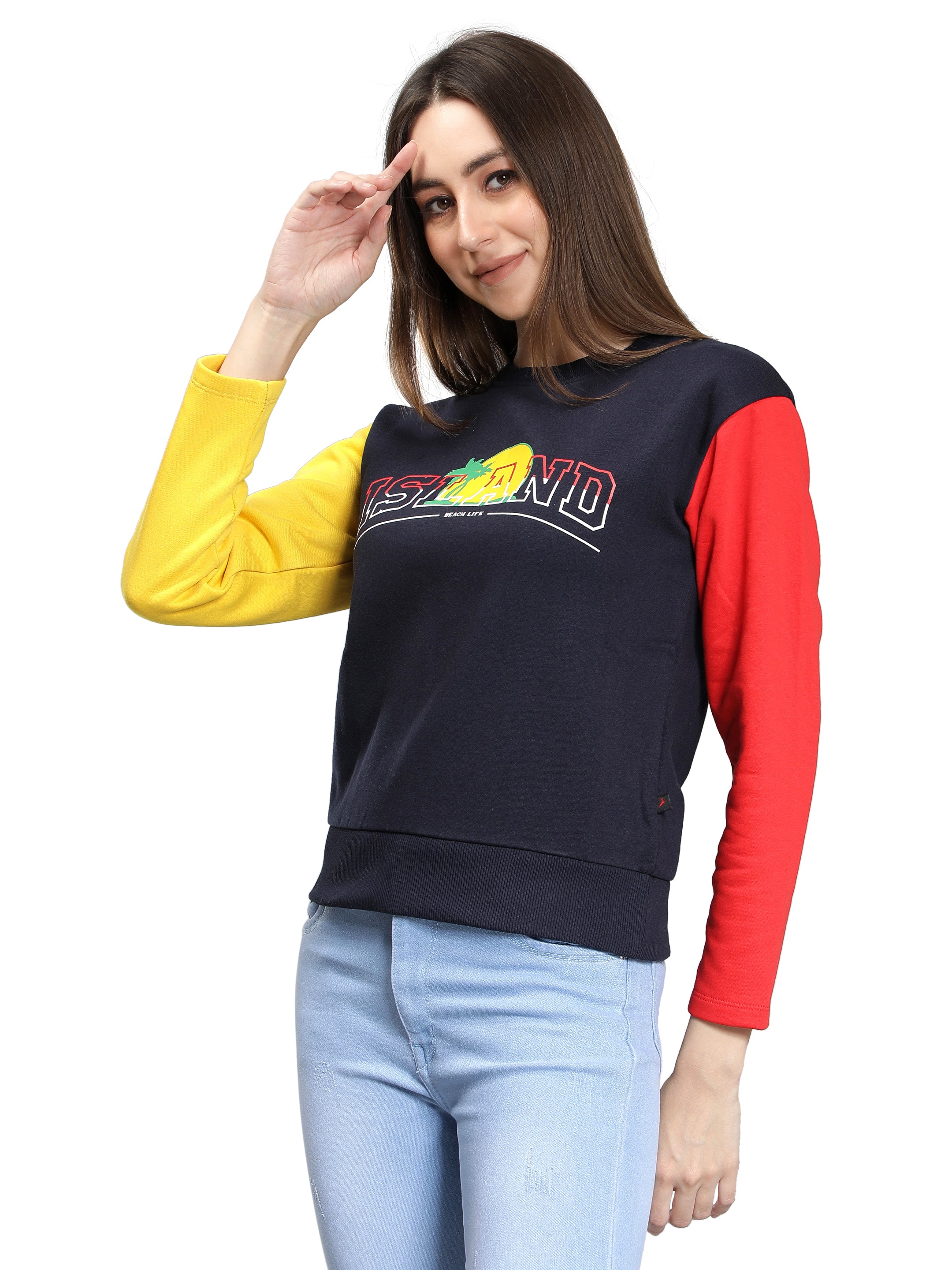 Navy Blue Full Sleeves Sweatshirt for Women