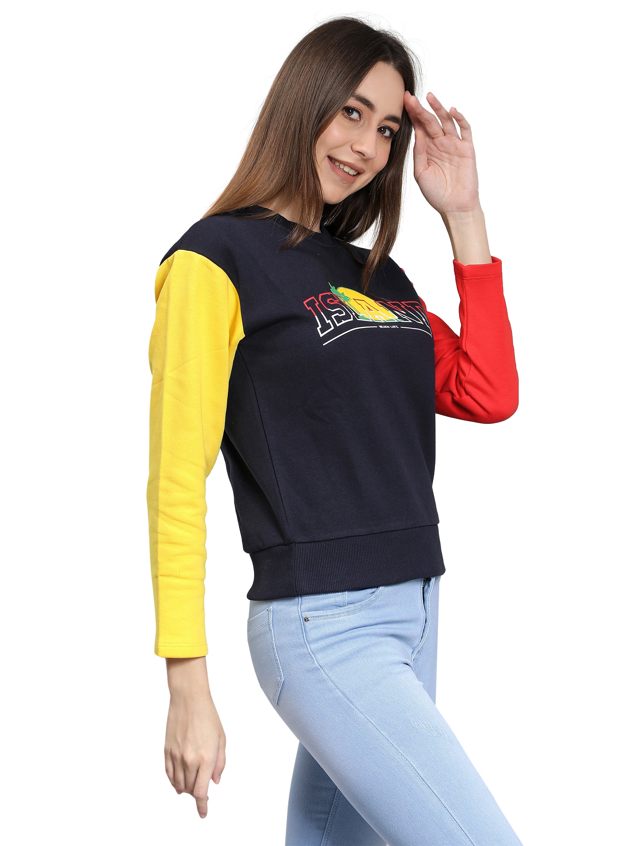 Navy Blue Full Sleeves Sweatshirt for Women