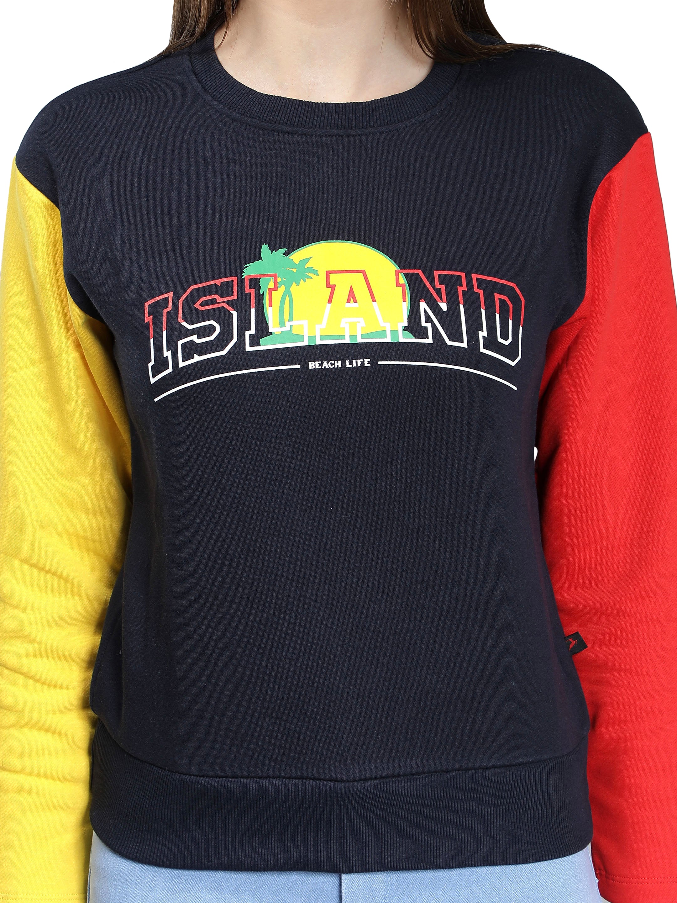 Navy Blue Full Sleeves Sweatshirt for Women