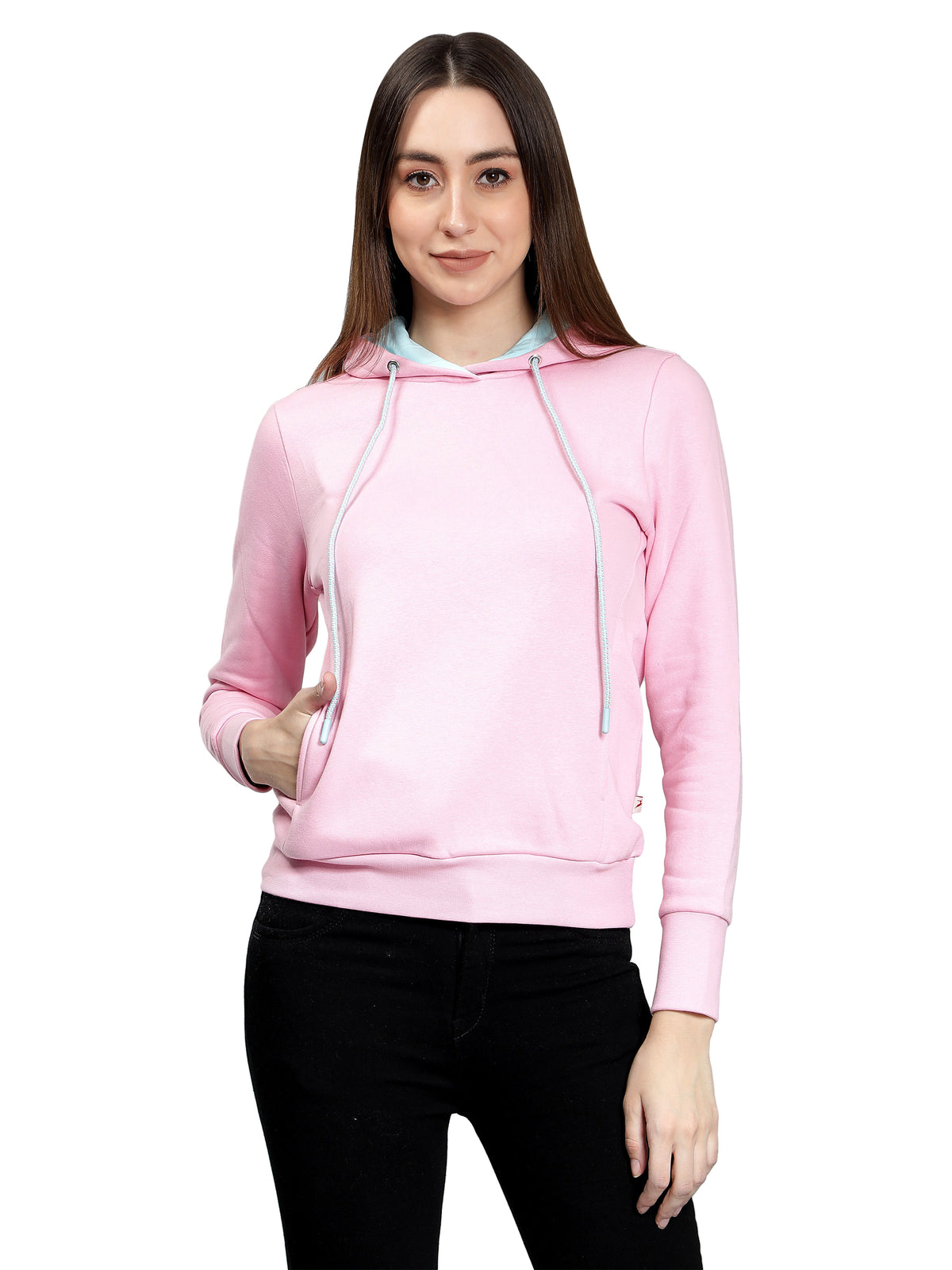 Light Pink Full Sleeves Hoodie for Women