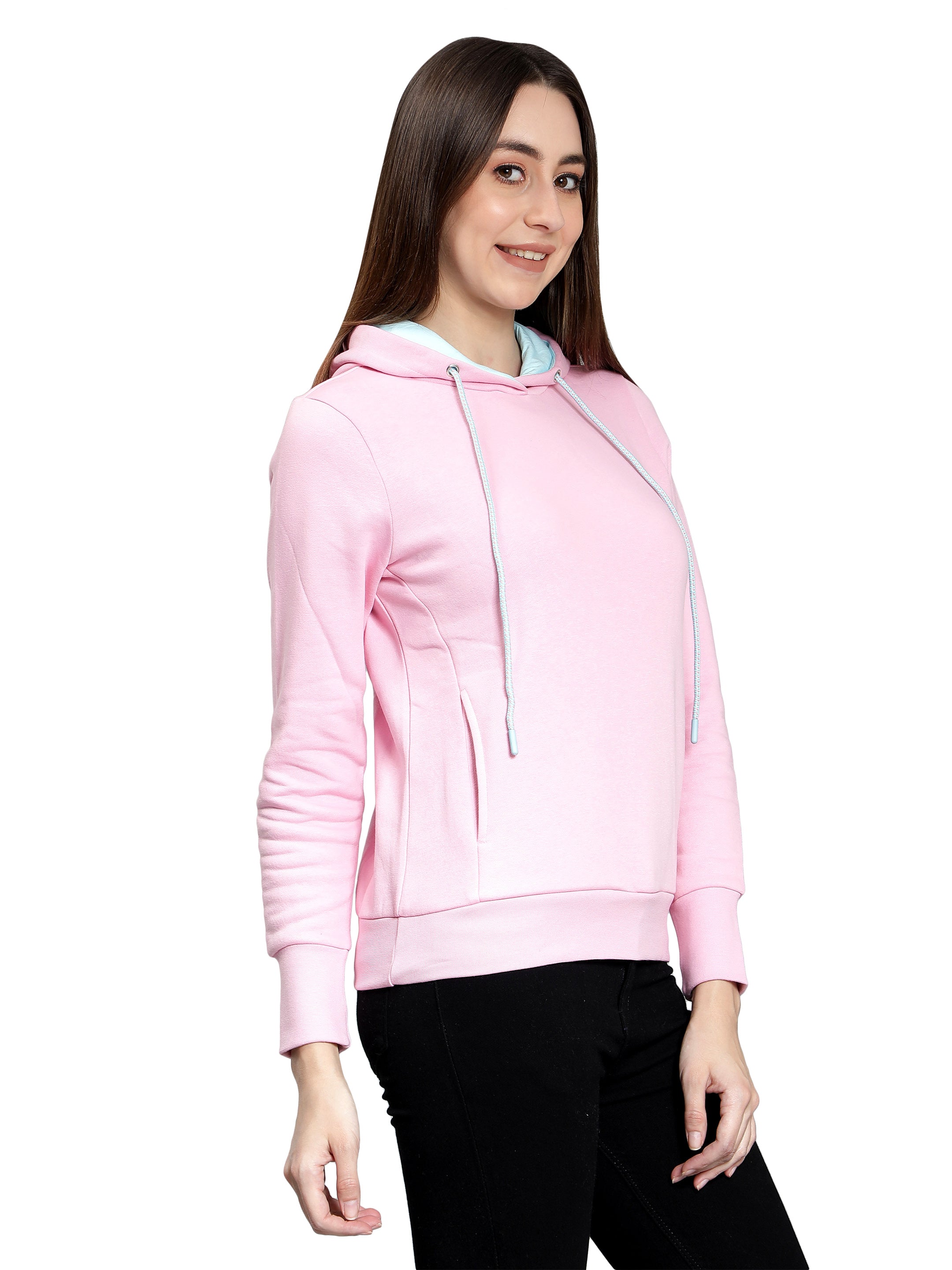 Light Pink Full Sleeves Hoodie for Women