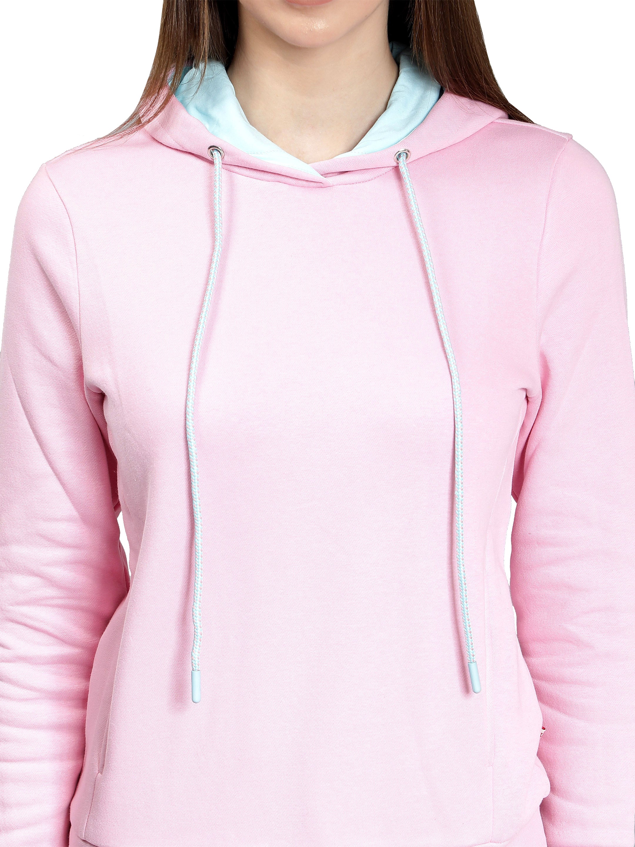 Light Pink Full Sleeves Hoodie for Women