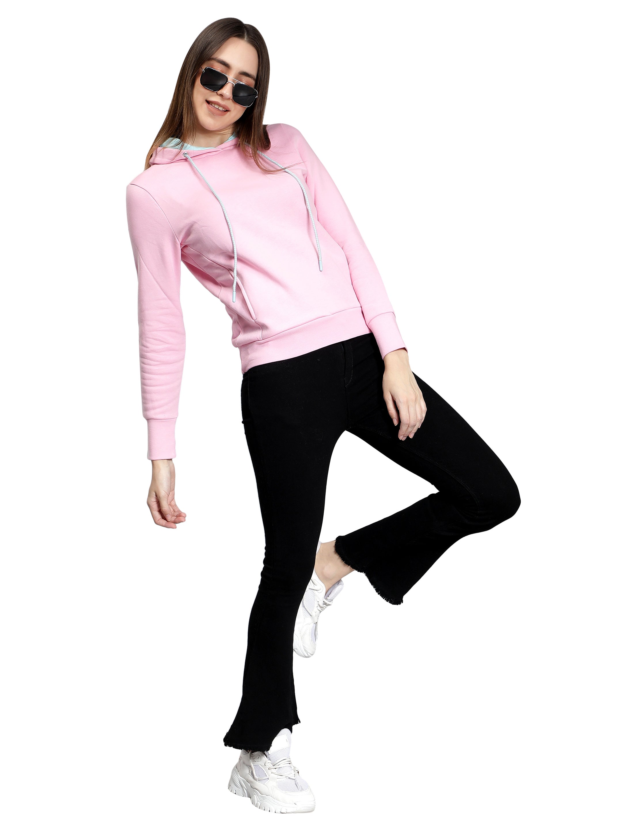 Light Pink Full Sleeves Hoodie for Women