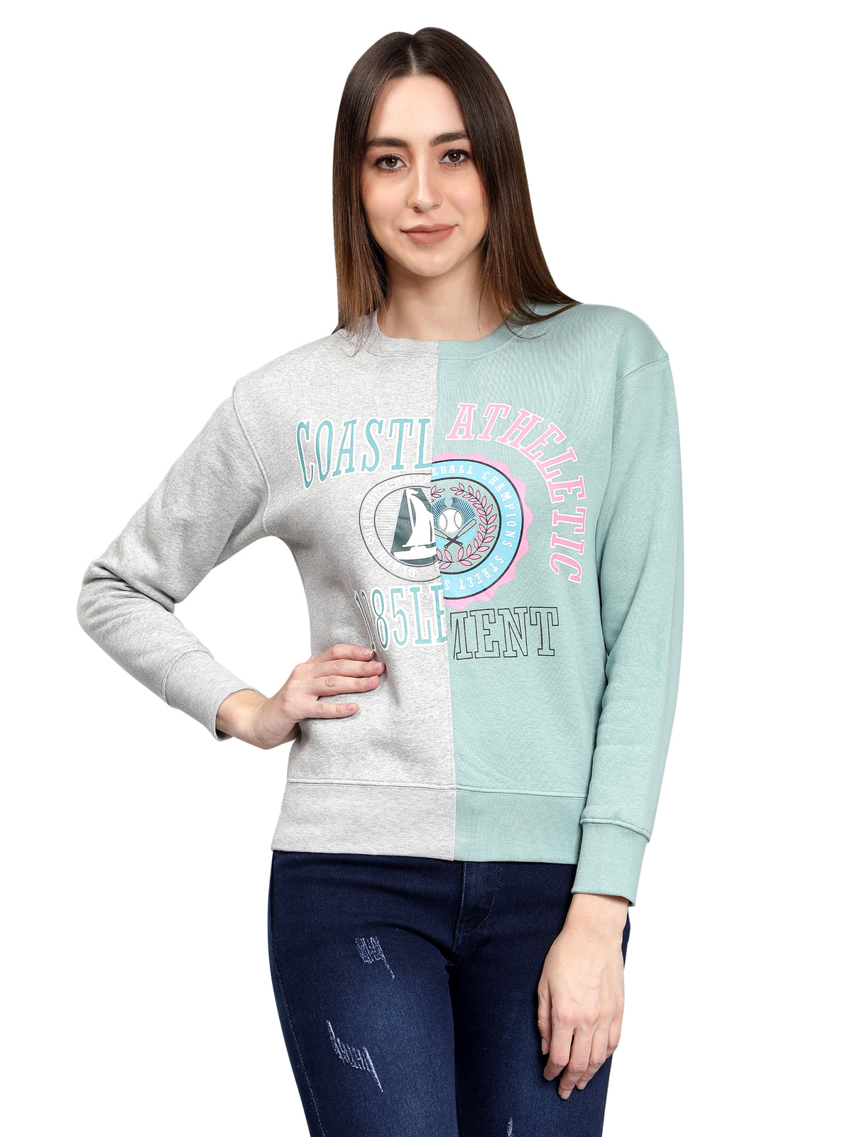 Mint Full Sleeves Sweatshirt for Women